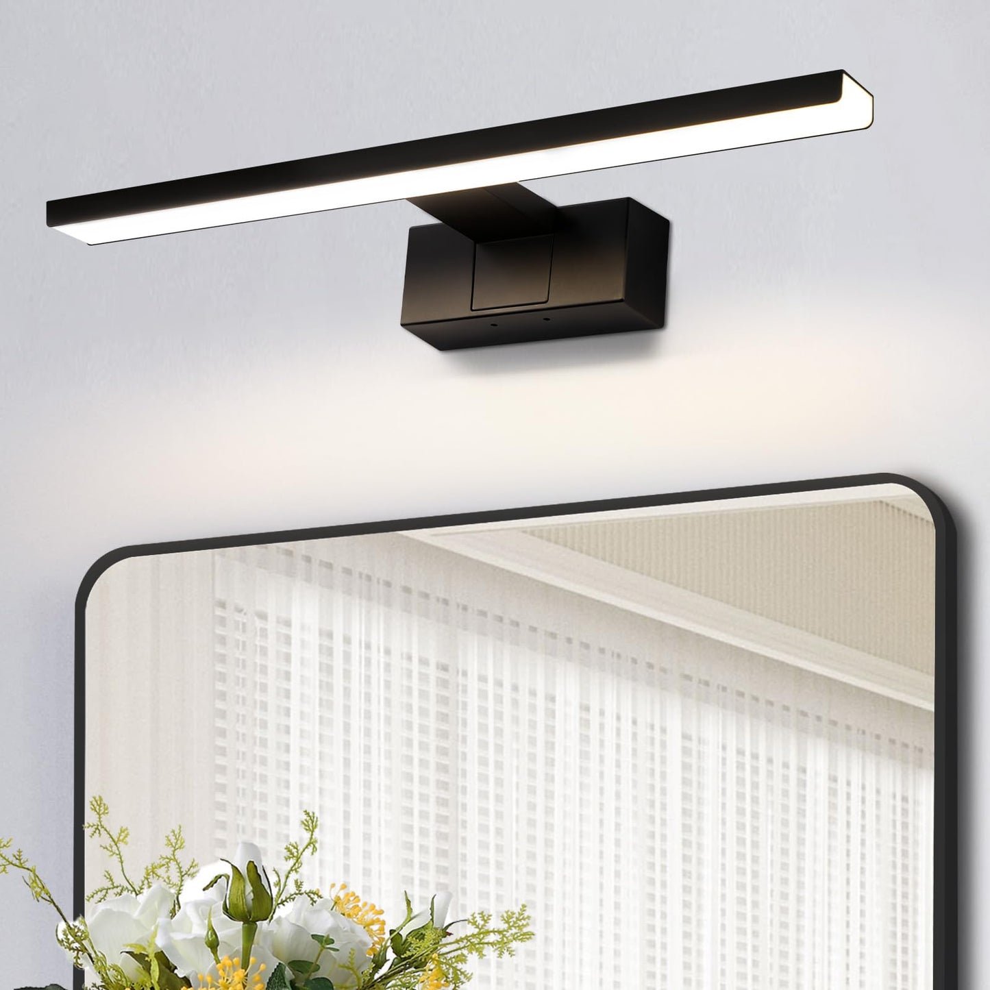 ZMH LED Spiegelleuchte Bad 30CM - 6W Spiegellampe Badezimmer Schwarz Badleuchte Wand Wasserdicht IP44 Wandlampe Modern Neutral 4000K Wandleuchte f¨¹r Keller K¨¹che Badschrank