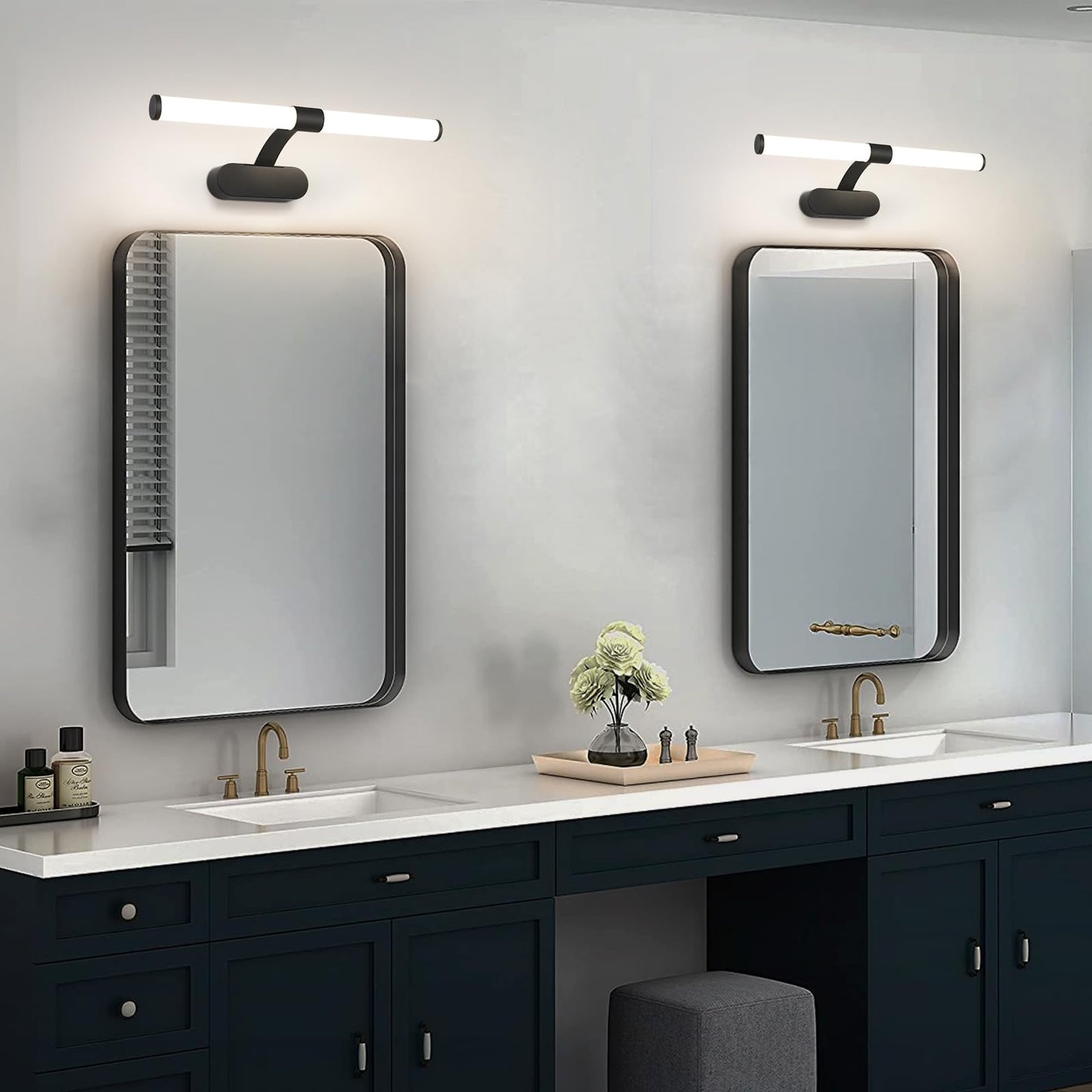ZMH LED Spiegelleuchte Bad Spiegellampe - Schwarz Badleuchte Wand 40CM Wandlampe Badezimmer 6W Modern Wasserdicht IP44 Wandleuchte Neutralwei? 4000K Badlampe f¨¹r Keller K¨¹che Badschrank