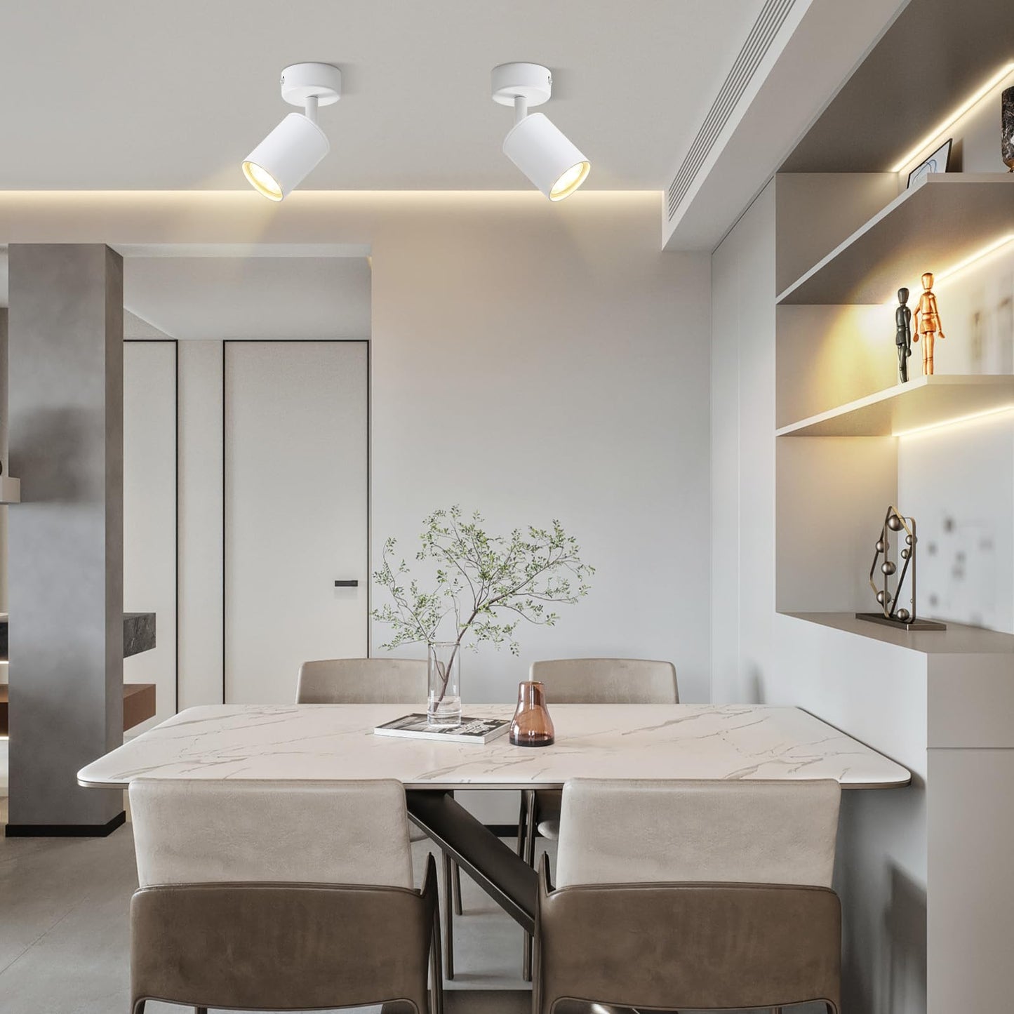 ZMH LED Deckenleuchte Wei? Deckenstrahler: GU10 Deckenlampe Spots 1 Flammig 330¡ãSchwenkbar Deckenspots Modern Flurlampe Industrial Wandstrahler f¨¹r Wohnzimmer Schlafzimmer K¨¹che Ohne Leuchtmittel