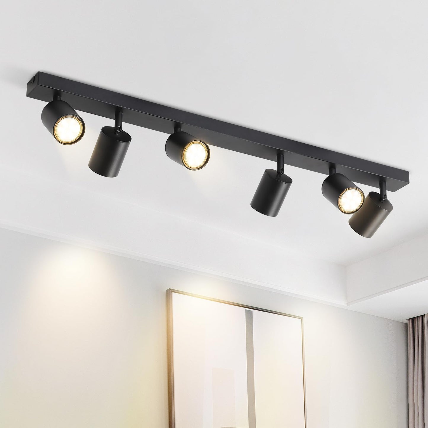 ZMH LED Deckenleuchte Schwarz Deckenstrahler: GU10 Deckenlampe Spots 6 Flammig 330¡ãSchwenkbar Deckenspots Modern Flurlampe Industrial Wandstrahler f¨¹r Wohnzimmer Schlafzimmer K¨¹che Ohne Leuchtmittel