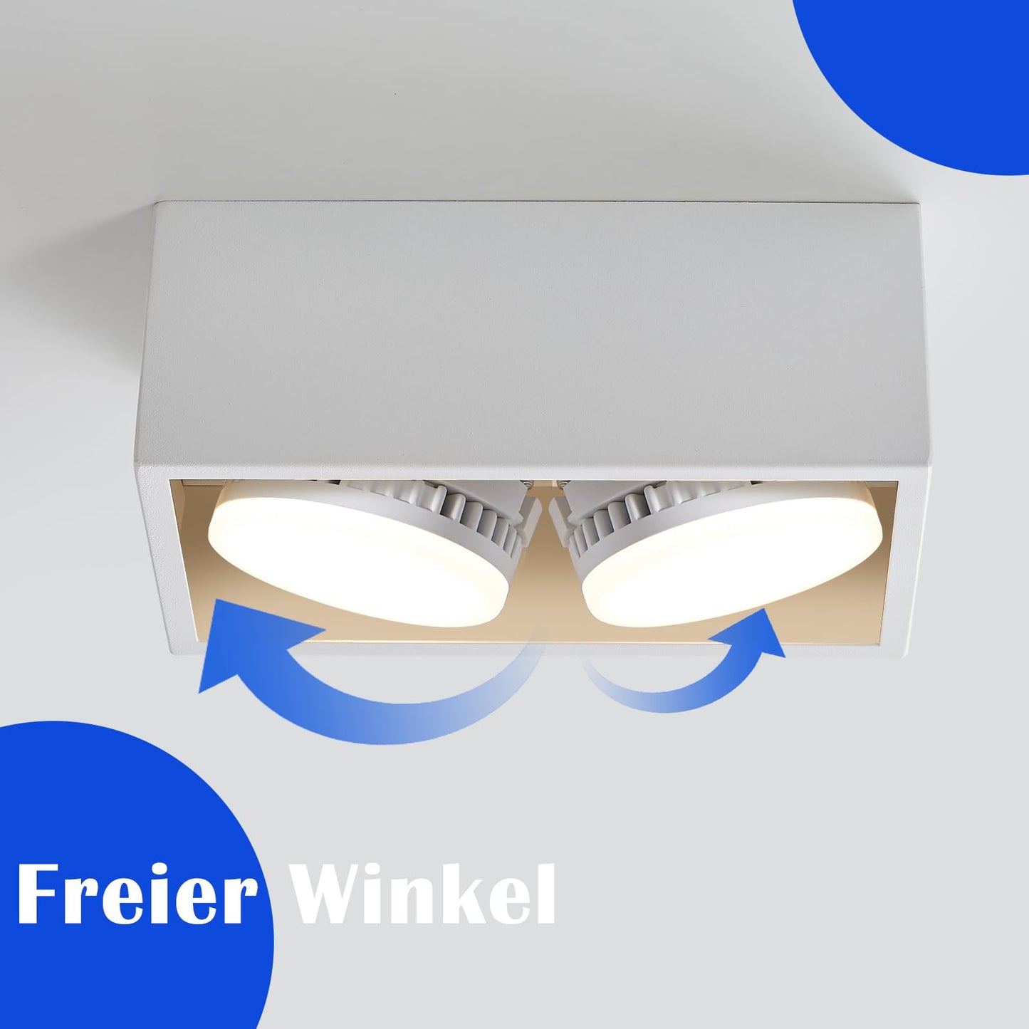 ZMH Aufbauspot LED Deckenspots - Aufbaustrahler Wei? Deckenstrahler mit 2 Flammig GX53 Schwenkbar Modern Eckig Spots Aufputz Deckenleuchte 2x5W Warmwei? Aufbauleuchte f¨¹r K¨¹che Wohnzimmer