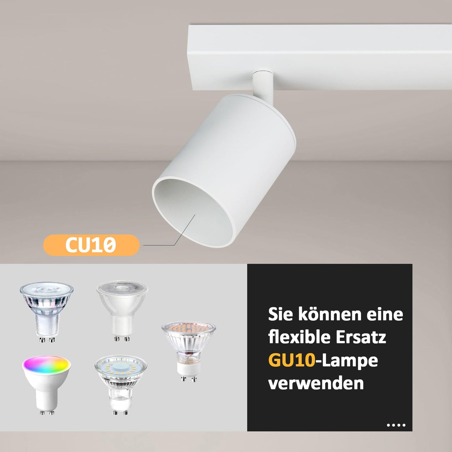 ZMH Deckenstrahler 4 Flammig Deckenlampe Wohnzimmer - Weiss Deckenleuchte Modern GU10 Deckenspot Schwenkbar 350¡ã MAX.25W K¨¹chenlampe Spot f¨¹r Schlafzimmer K¨¹che Flur (ohne Leuchtmittel)