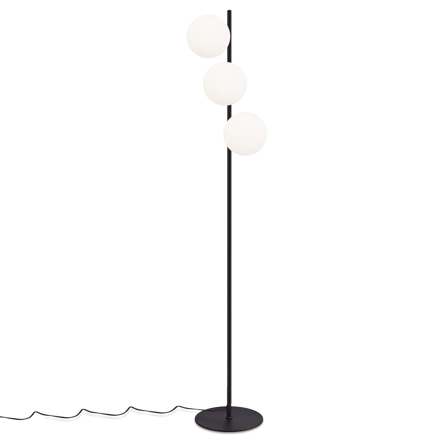 ZMH Stehlampe Wohnzimmer Industrial Standleuchte - Schwarz Modern Stehleuchte 3 Flammig mit Fu?schalter Metall Design aus Wei? Glas Standlampe E27 Vintage Bodenlampe f¨¹r Schlafzimmer kinderzimmer B¨¹ro