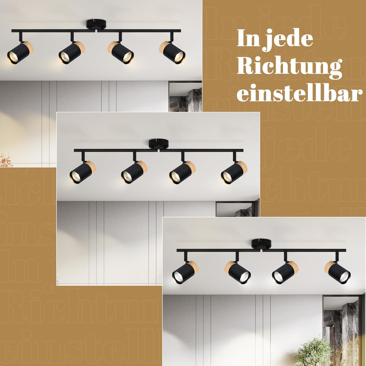 ZMH chte- Deckenlampe 4 Flammig GU10 LED Schwenkbar 330¡ã Spotleuchte f¨¹r Wohnzimmer Schlafzimmer K¨¹che kinderzimmer Ohne Leuchtmittel