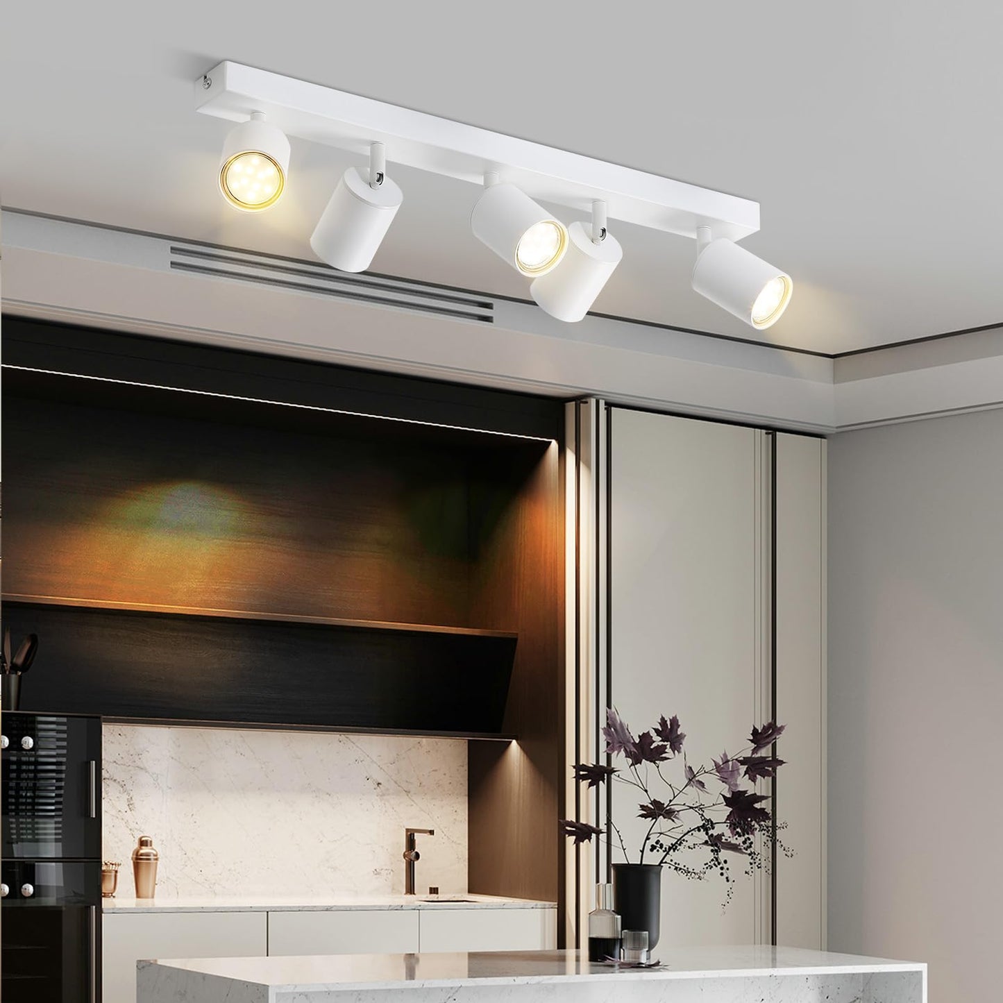 ZMH LED Deckenleuchte Wei? Deckenstrahler: GU10 Deckenlampe Spots 5 Flammig 330¡ãSchwenkbar Deckenspots Modern Flurlampe Industrial Wandstrahler f¨¹r Wohnzimmer Schlafzimmer K¨¹che Ohne Leuchtmittel