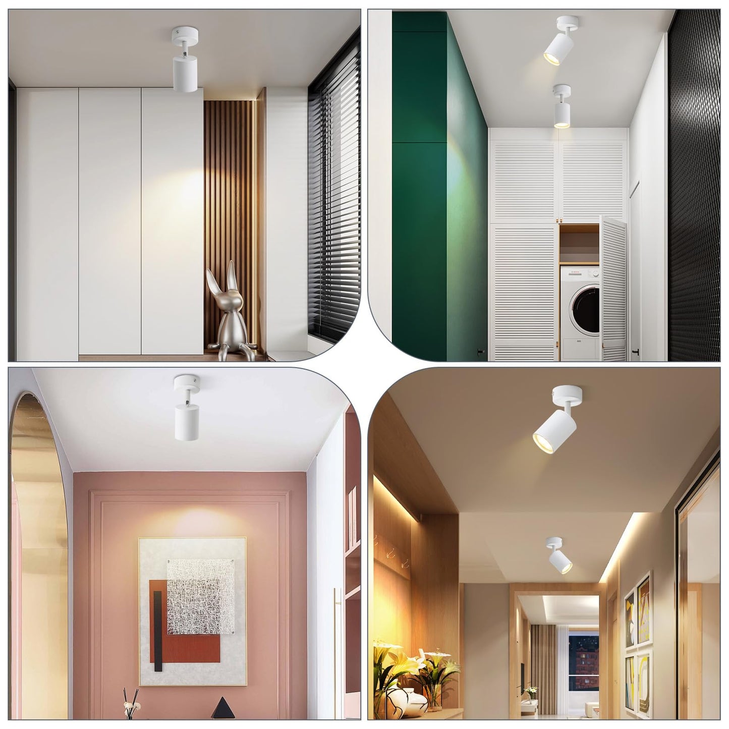 ZMH LED Deckenleuchte Wei? Deckenstrahler: GU10 Deckenlampe Spots 1 Flammig 330¡ãSchwenkbar Deckenspots Modern Flurlampe Industrial Wandstrahler f¨¹r Wohnzimmer Schlafzimmer K¨¹che Ohne Leuchtmittel