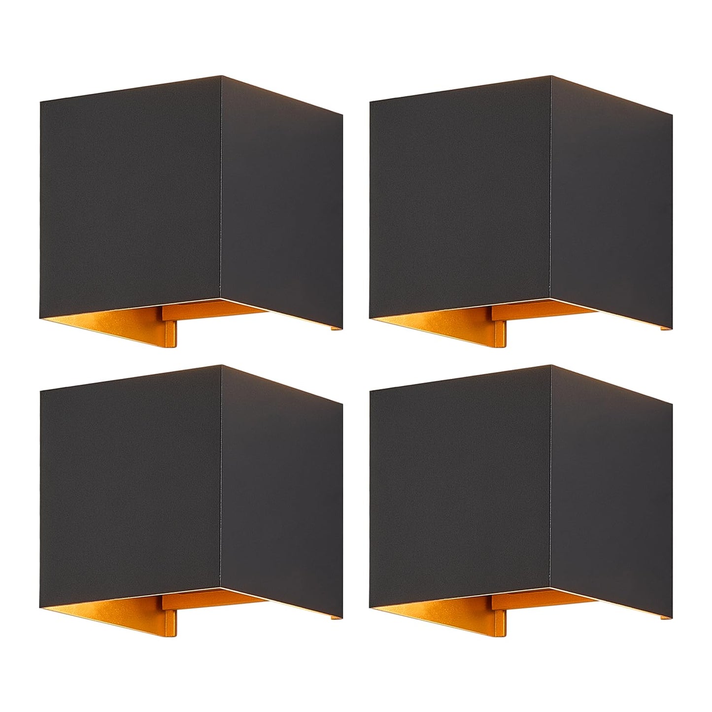 ZMH Wandleuchte Aussen LED Wandlampe innen: 4er Set Au?enwandleuchten Schwarz Gold Up Down Au?enlampe Wand 5W IP65 Wasserdicht Wandbeleuchtung einstellbar 3000K Au?enleuchte f¨¹r Huaswand Garten