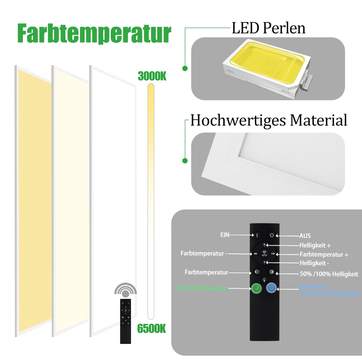 ZMH Deckenlampe LED Deckenleuchte Panel - K¨¹chenlampe Dimmbar mit Fernbedienung Wohnzimmerlampe Flach 42W K¨¹che Deckenbeleuchtung Lang Deckenpanel 100x25 cm f¨¹r Wohnzimmer Schlafzimmer B¨¹ro