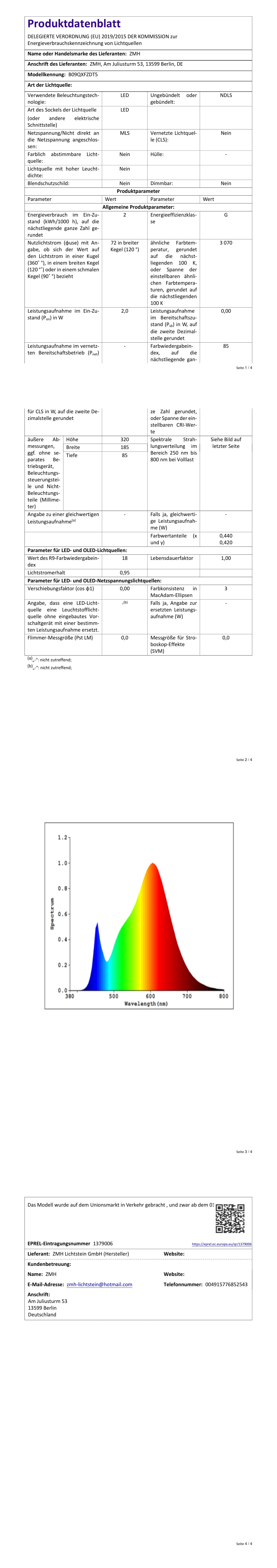 ZMH ZMH Tischlampe LED Nachttischlampe Kabellos - Tragbar Nachtlicht Helligkeit Einstellbar Stimmungslicht Batterietrieben Modern Blau Design Atmosphäre Lampe 26CM für Schlafzimmer Café Camping Wohnzimmer