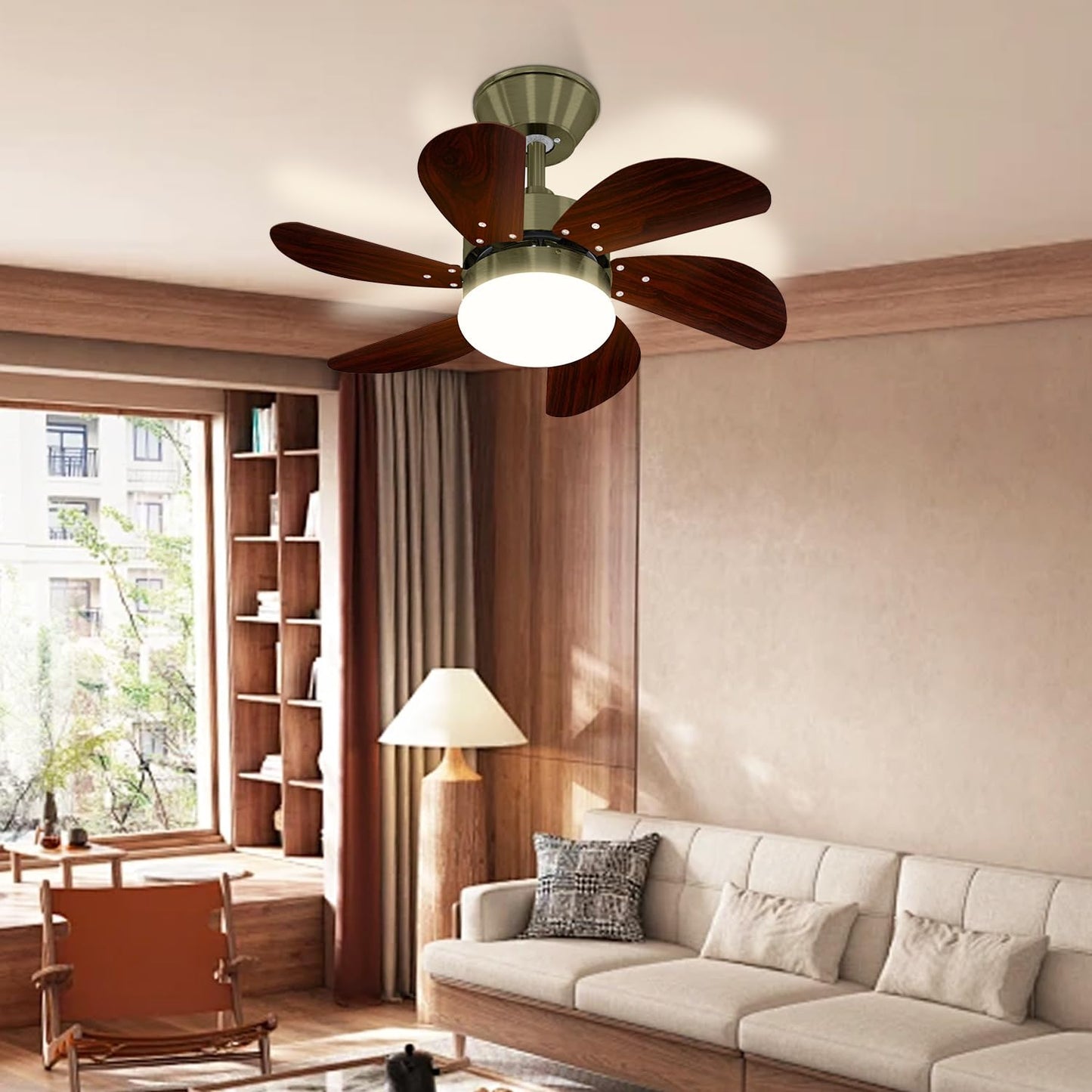 ZMH Deckenventilator Mit Beleuchtung und Fernbedienung Leise - Deckenlampe ?75 cm 6 Fl¨¹geln Ventilator mit Einzelleuchte Deckenleuchte Fan Sommer-Winter f¨¹r Schlafzimmer Wohnzimmer Balkon