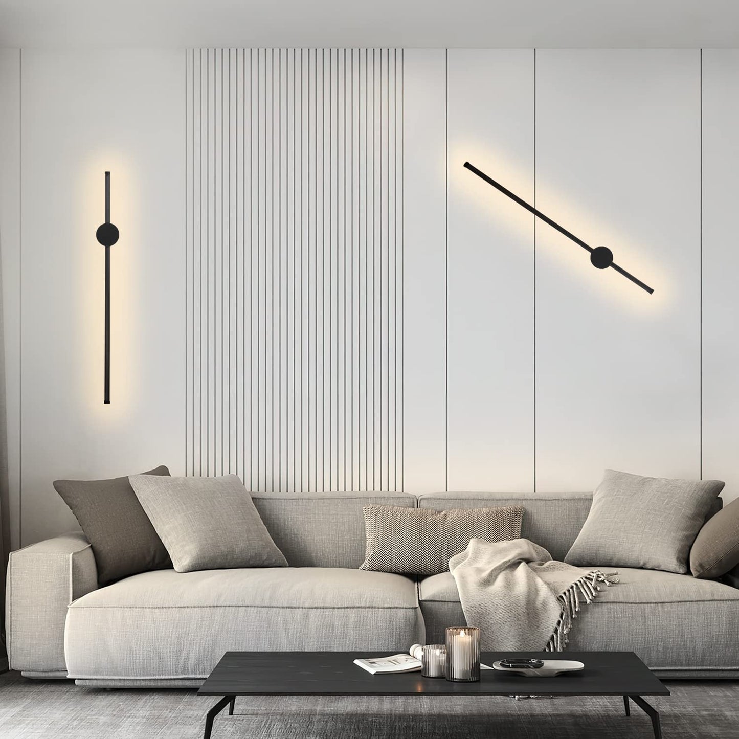 ZMH LED Wandleuchte Innen Wandlampe - 60CM Schwarz Modern Flurlampe Design Treppenhauslampe 3000K Warmwei? K¨¹chenlampe Indirekt Wandbeleuchtung f¨¹r Wohnzimmer Schlafzimmer Flur Treppenhaus Bett K¨¹che