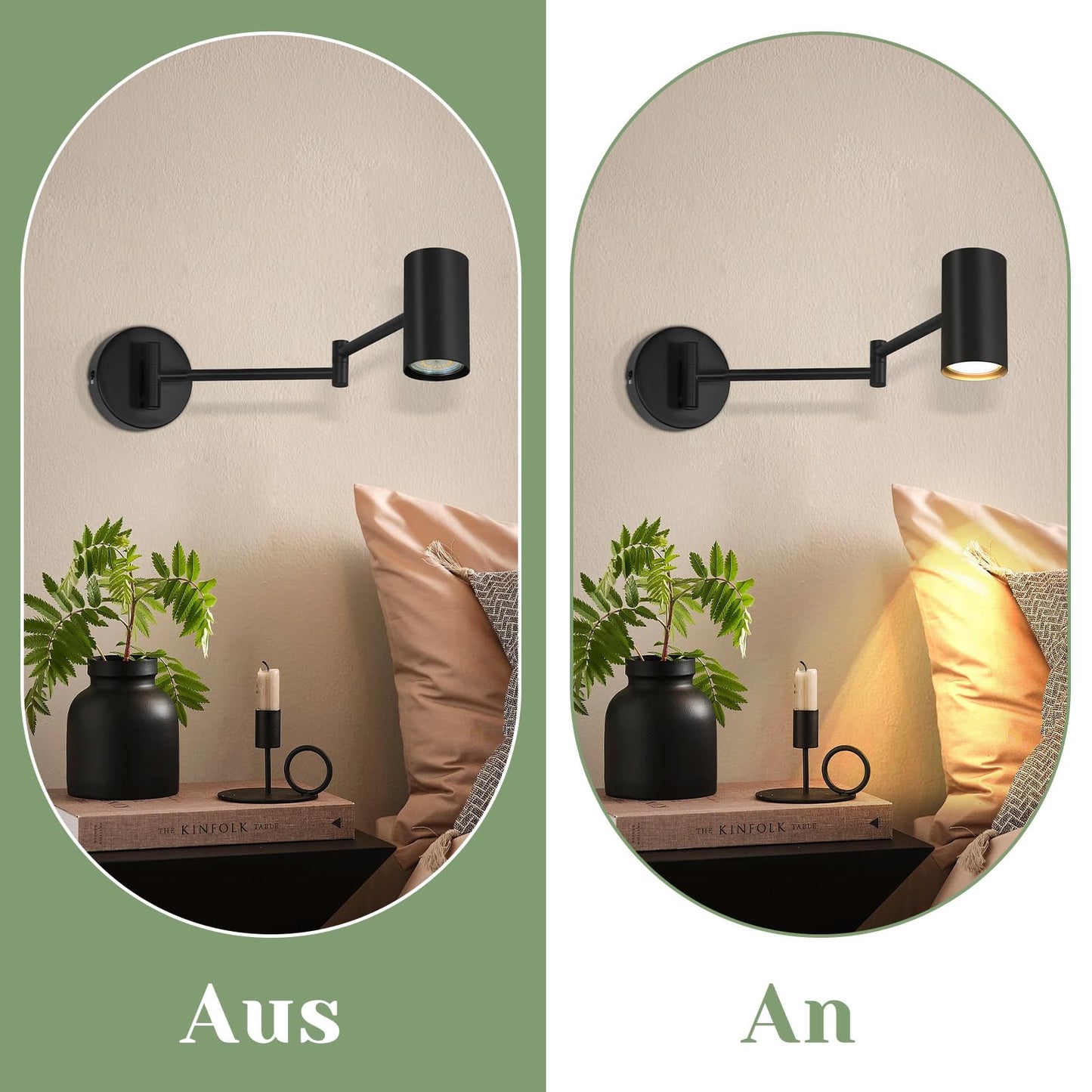 ZMH Wandleuchte Innen Wandlampe Schwarz - Wandbeleuchtung Vintage Wandstrahler Schlafzimmer Wandlicht Schwenkbar Metall Treppenhaus Beleuchtung Retro GU10 f¨¹r Wohnzimmer Flur - Ohne Leuchtmittel