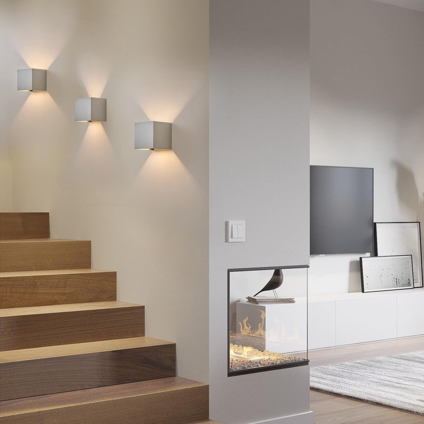 ZMH LED Wandleuchte Innen Wandlampe - 4ER Set Au?enwandleuchten Grau Aussenlampe Aussen Wandbeleuchtung Au?enlampe Up Down Au?enleuchte IP65 Au?enbeleuchtung 3000K Warmwei? f¨¹r Hauswand Garten