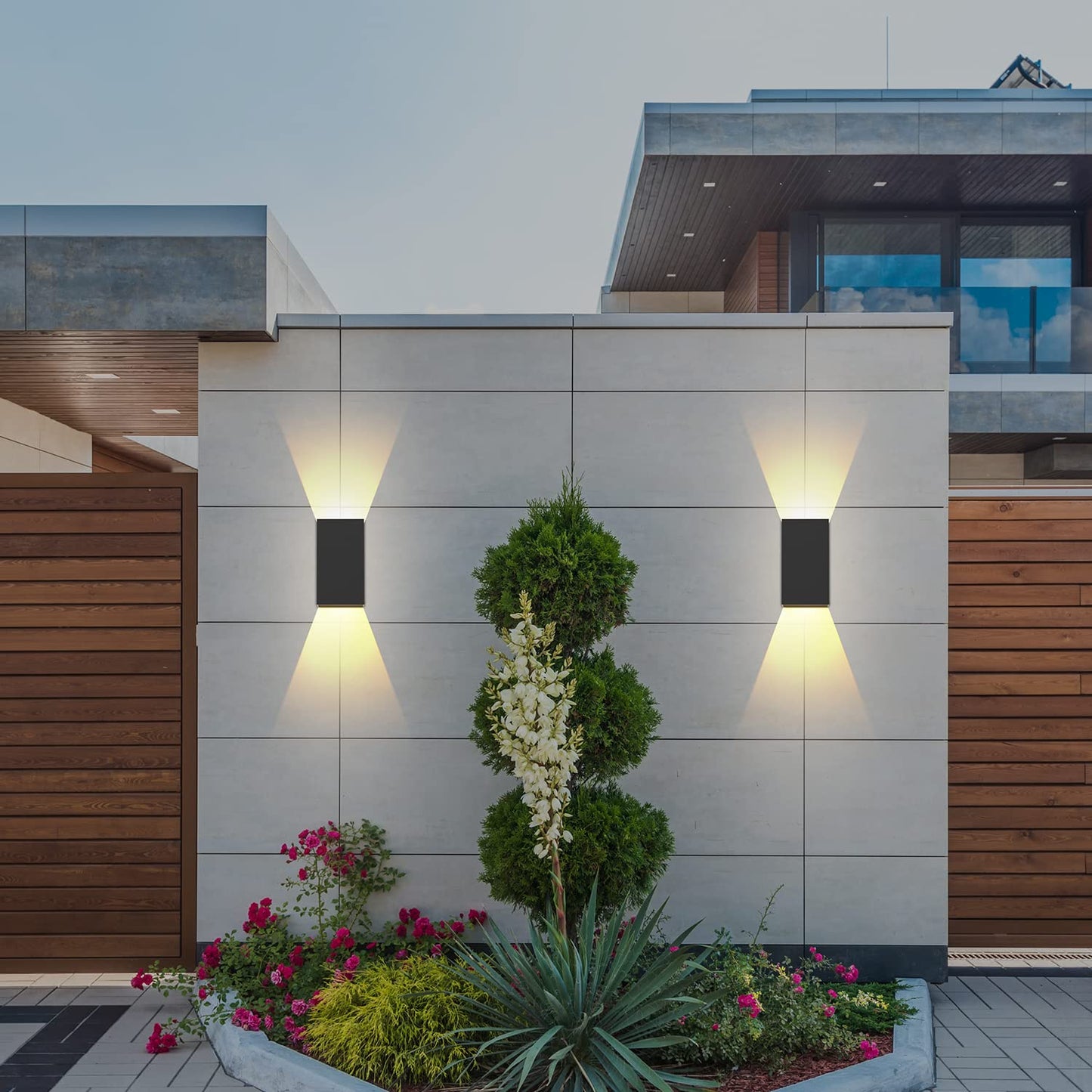 ZMH LED Wandleuchte Innen Wandlampe - 2ER Au?enwandleuchten Schwarz Wandbeleuchtung Aussen Aussenlampe 5W Au?enlampe Up Down Wandstrahler IP65 Au?enleuchte 3000K Warmwei? f¨¹r Hauswand Garten