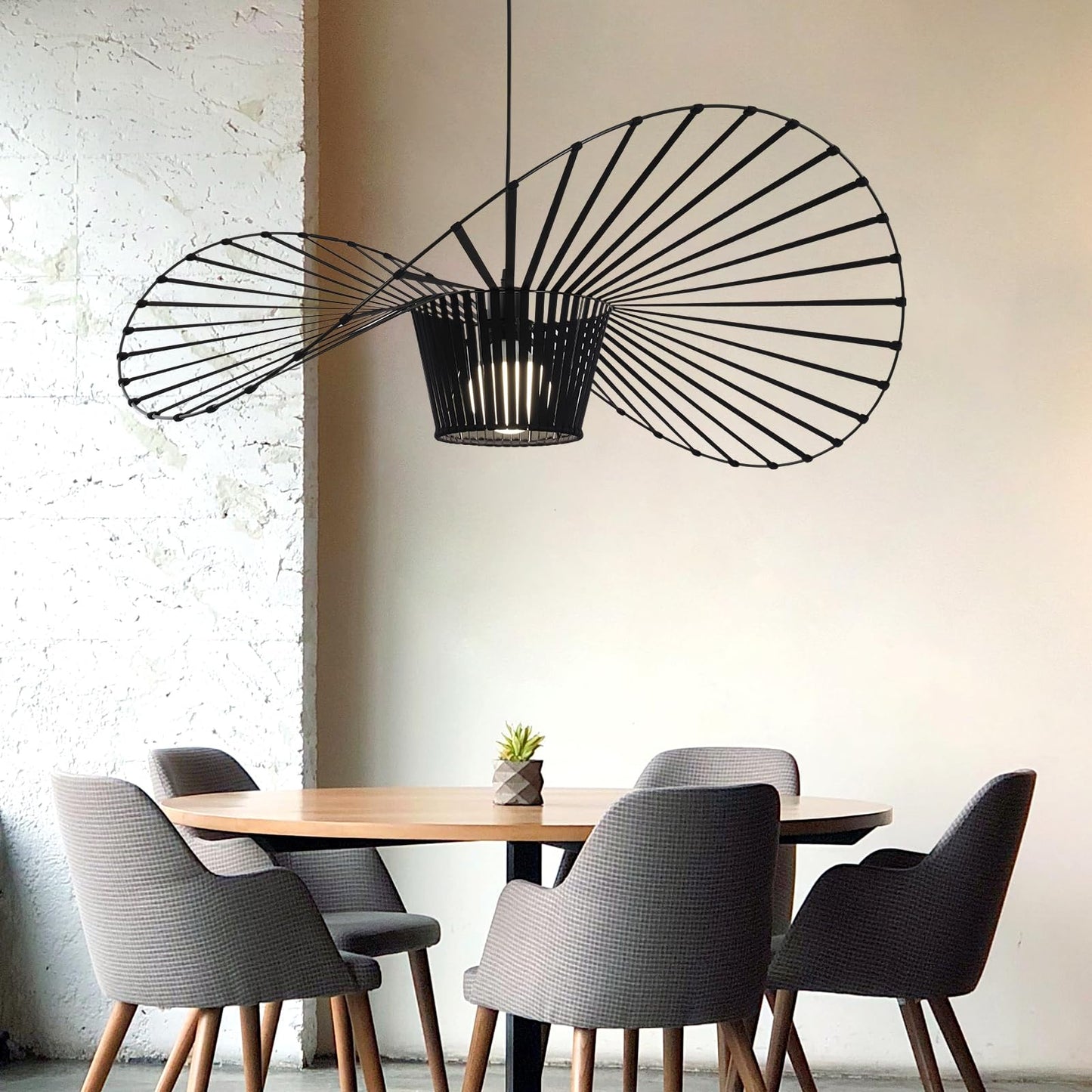 ZMH H?ngelampe Schwarz Pendelleuchte Esstisch - Modern E27 Wohnzimmer Vertigo Esszimmerlampe Kronleuchter 60CM Deckenlampe Vintage Esstischlampe H?ngeleuchte f¨¹r Esszimmer ohne Leuchtmittel