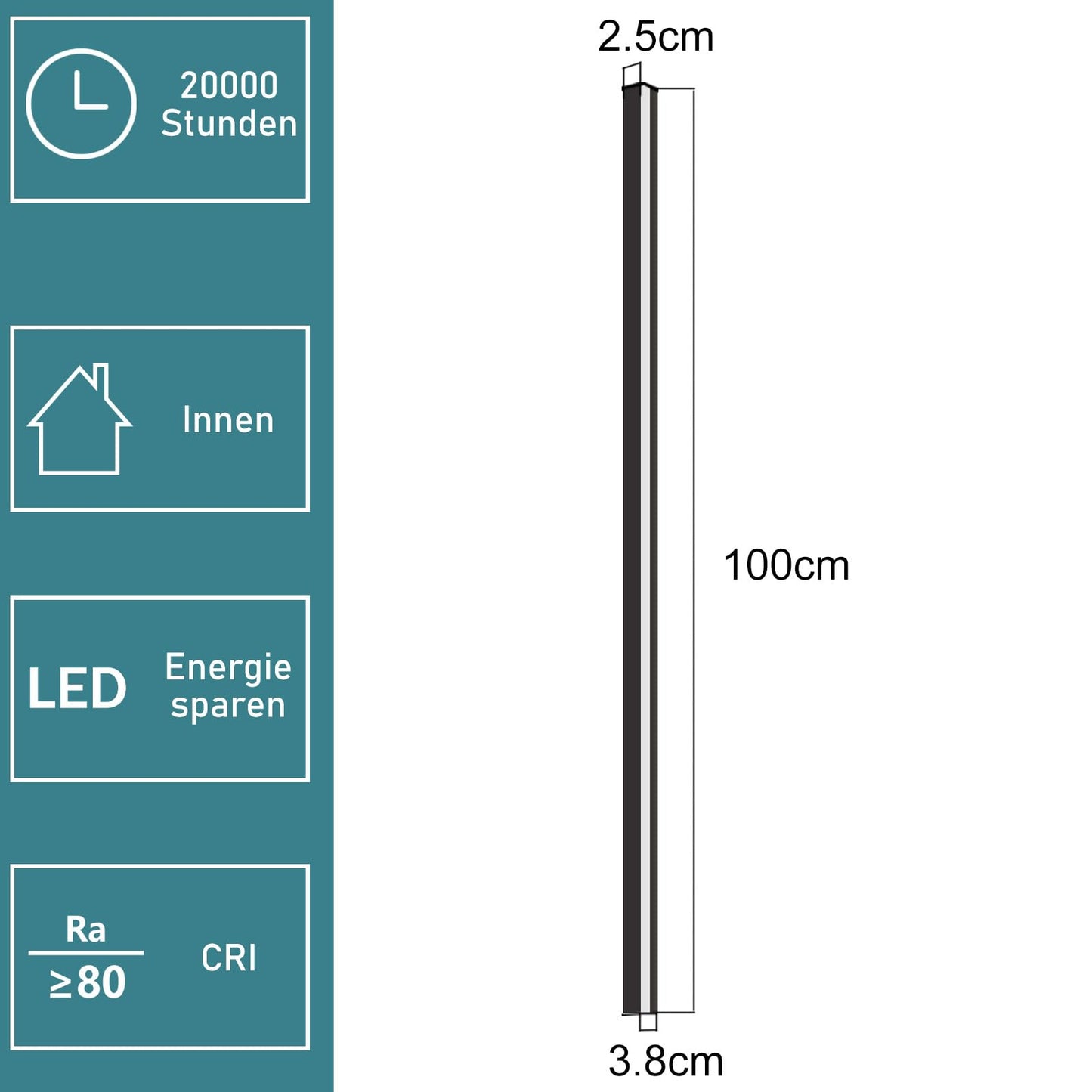 ZMH Wandlampe Led Wandleuchte Innen Schwarz Dimmbar- 100CM Modern 15W Flurlampe Up Down Treppenhauslampe Wandbeleuchtung f¨¹r Flur Treppenhaus Wohnzimmer Kinderzimmer Schlafzimmer