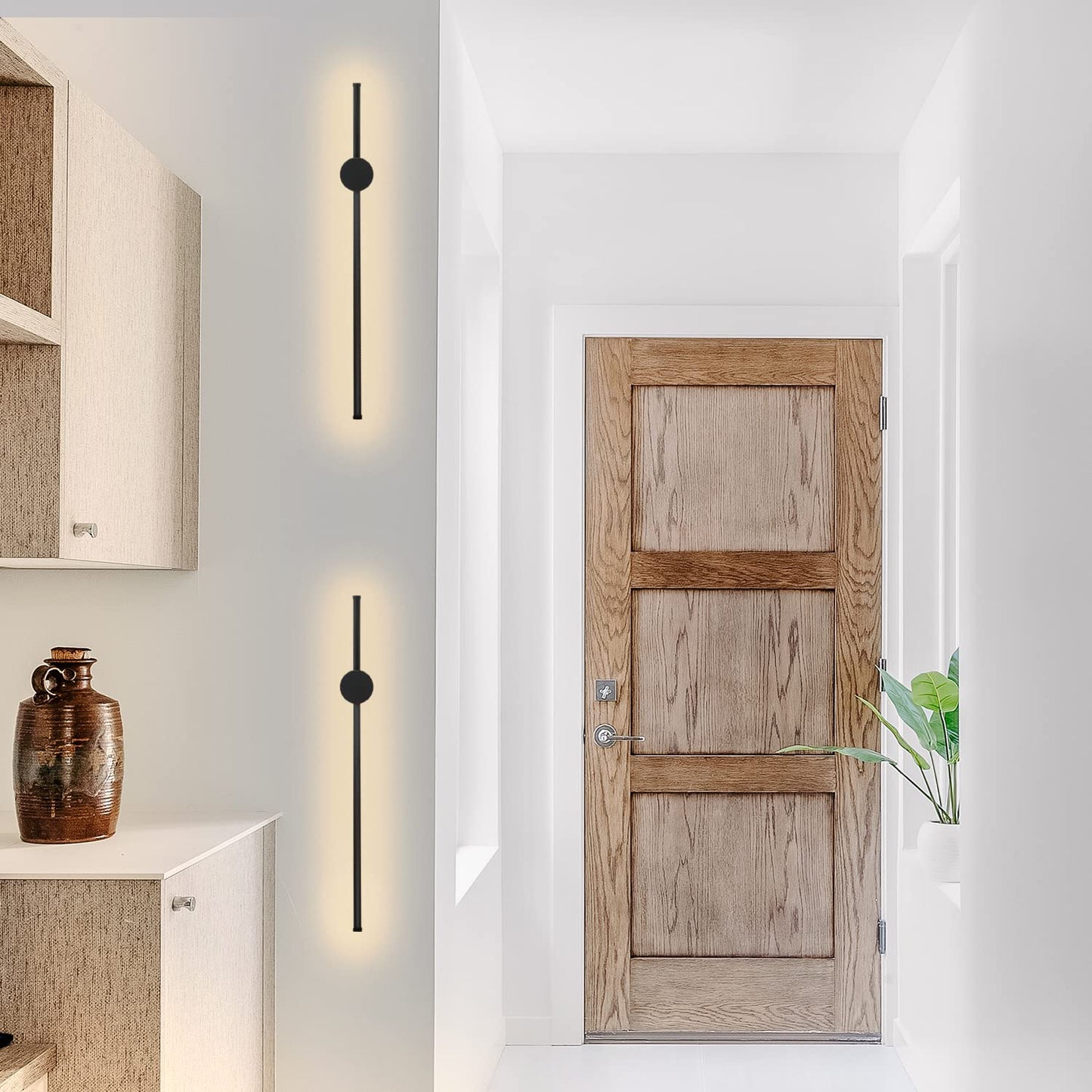ZMH LED Wandleuchte Innen Wandlampe - 60CM Schwarz Modern Flurlampe Design Treppenhauslampe 3000K Warmwei? K¨¹chenlampe Indirekt Wandbeleuchtung f¨¹r Wohnzimmer Schlafzimmer Flur Treppenhaus Bett K¨¹che