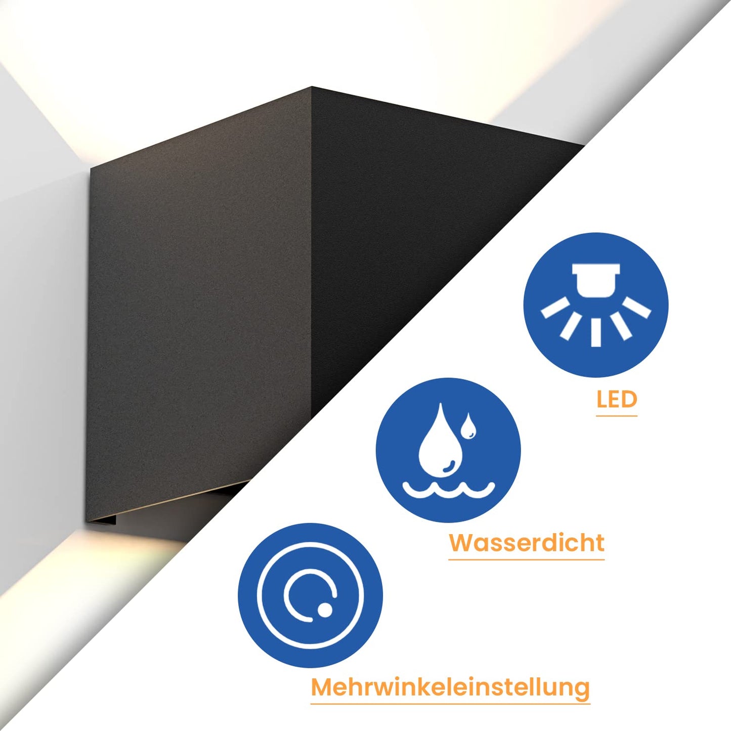 ZMH LED Wandleuchte Innen Wandlampe - Aussenlampe Schwarz Wandbeleuchtung Aussen 5W Au?enlampe Up Down Wandstrahler IP65 Au?enleuchte 3000K Warmwei? f¨¹r Hauswand Treppenhaus Flur Garten