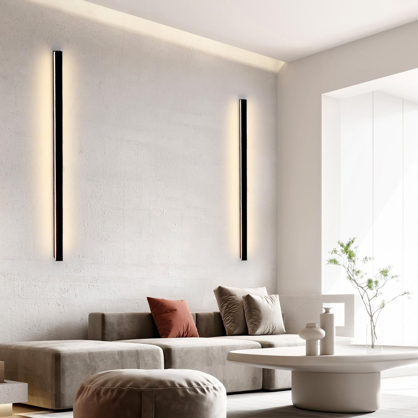 ZMH Wandlampe Led Wandleuchte Innen Schwarz Dimmbar- 100CM Modern 15W Flurlampe Up Down Treppenhauslampe Wandbeleuchtung f¨¹r Flur Treppenhaus Wohnzimmer Kinderzimmer Schlafzimmer