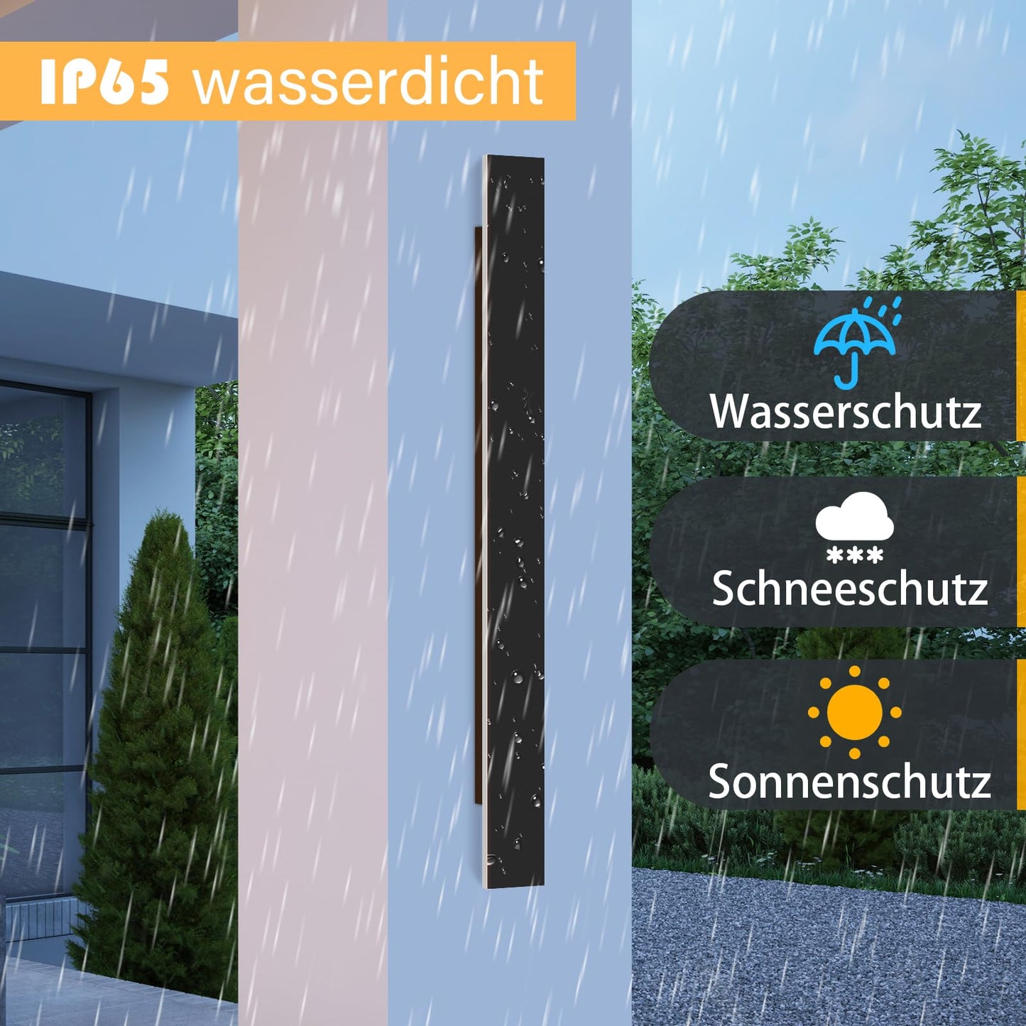 ZMH Wandlampe LED Wandleuchte Aussen: 100CM Au?enlampe 26W 4000K Au?enleuchte Wand Modern Schwarz Au?enwandleuchte IP65 Wasserdicht Lang Flurlampe Innen f¨¹r Badezimmer Flur Treppenhaus Hauswand