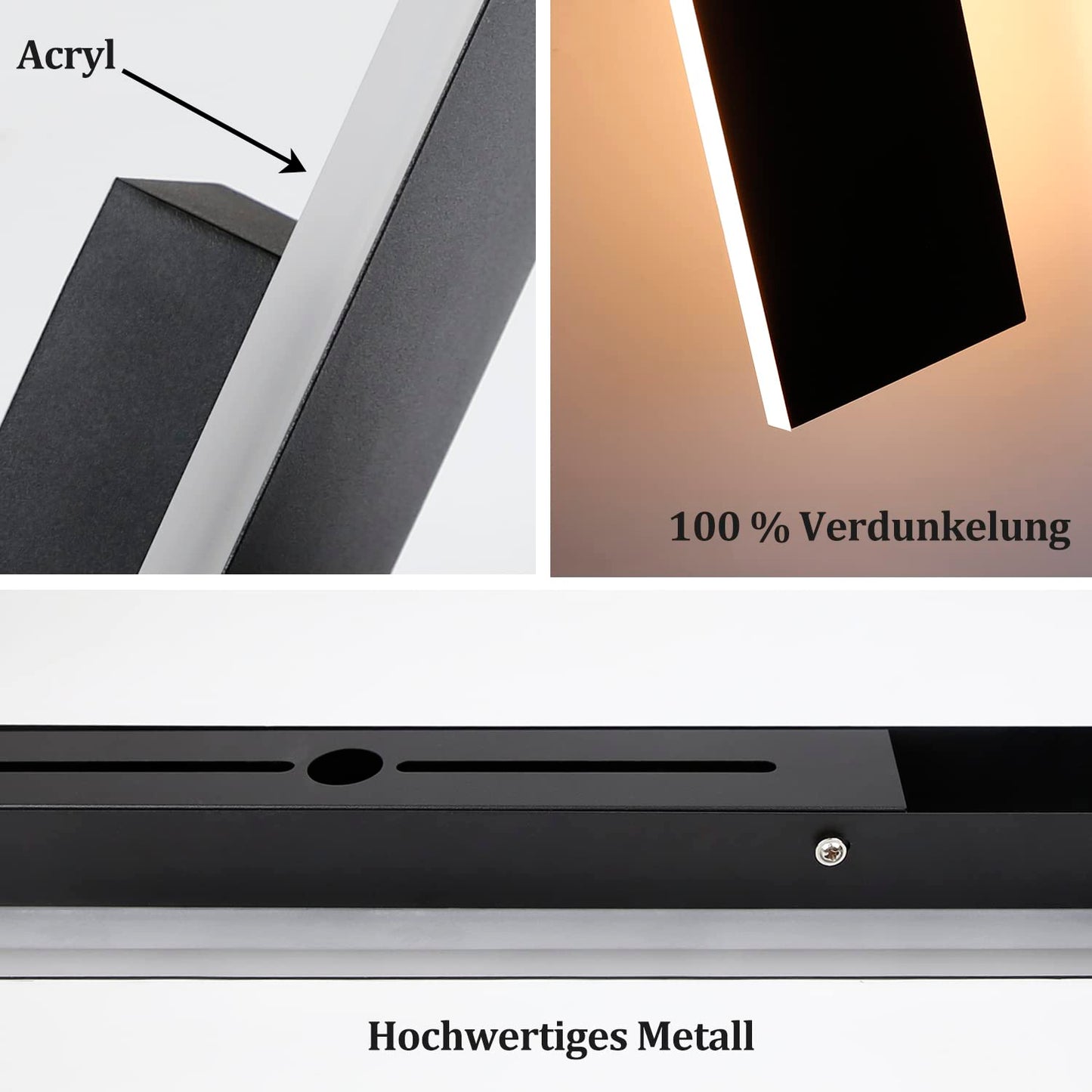 ZMH Wandleuchte LED au?en Wandlampe - 100CM Au?enleuchte schwarz 3000K IP65 Wasserdicht lange Au?enlampe 32W Villa Au?enwandleuchte aus Acryl Au?enbeleuchtung f¨¹r Hauswand G?rten Terrasse