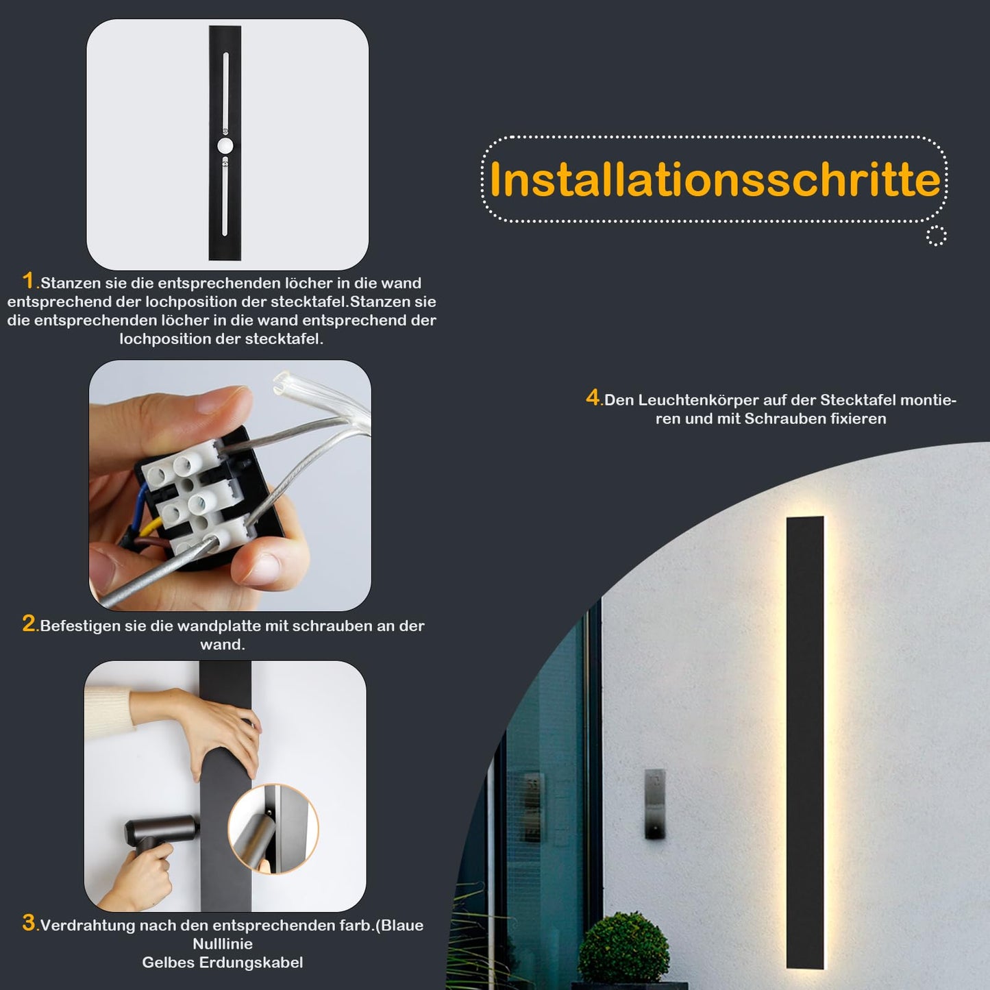 ZMH Wandlampe LED Wandleuchte Aussen: 100CM Au?enlampe 26W 4000K Au?enleuchte Wand Modern Schwarz Au?enwandleuchte IP65 Wasserdicht Lang Flurlampe Innen f¨¹r Badezimmer Flur Treppenhaus Hauswand