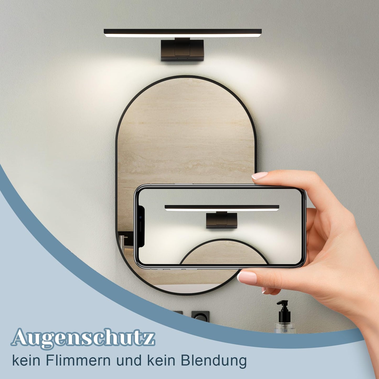 ZMH LED Spiegelleuchte Bad 30CM - 6W Spiegellampe Badezimmer Schwarz Badleuchte Wand Wasserdicht IP44 Wandlampe Modern Neutral 4000K Wandleuchte f¨¹r Keller K¨¹che Badschrank