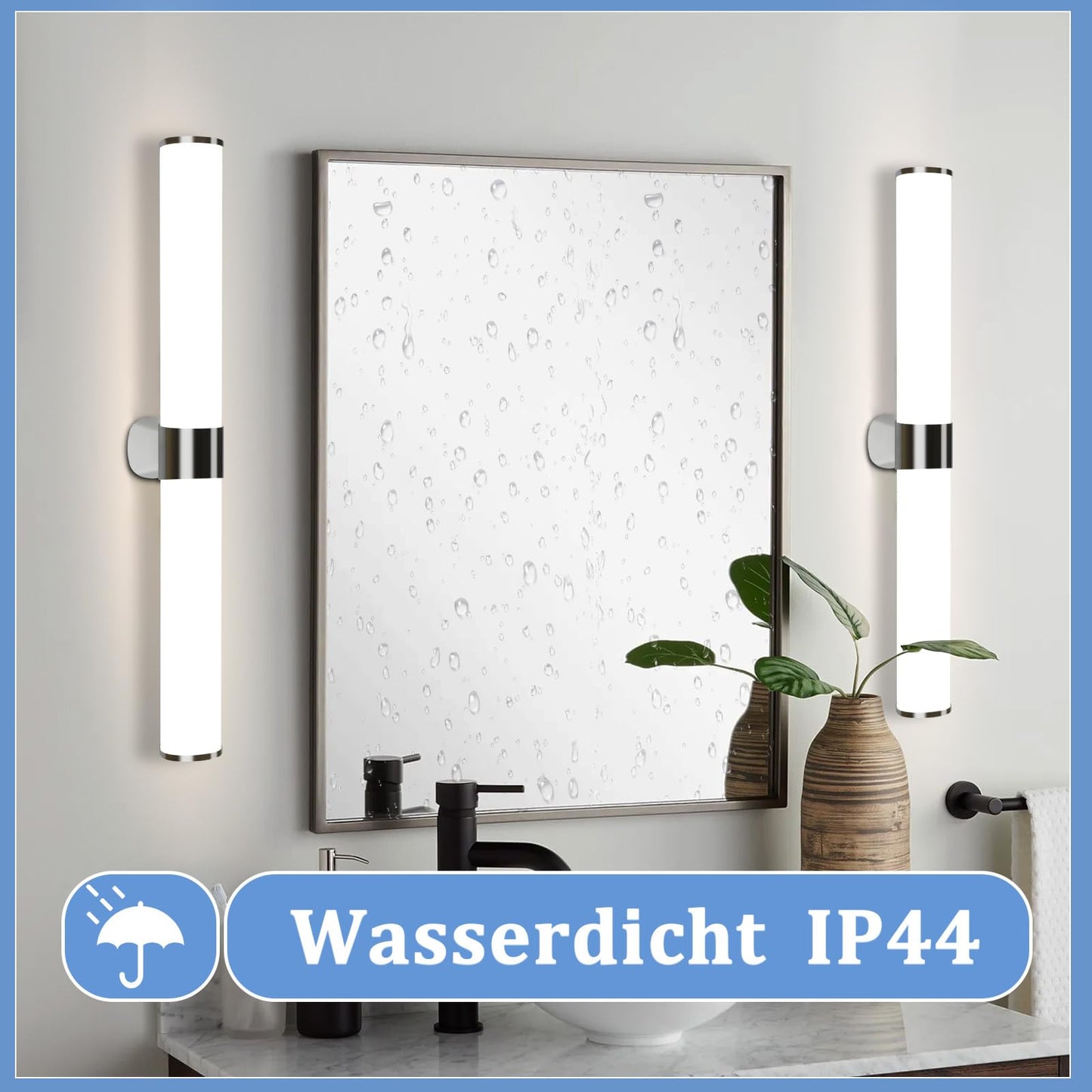 ZMH LED Spiegelleuchte Bad Spiegellampe - 15W Badleuchte Wand 60CM Chrom Wandlampe Wasserdicht IP44 Wandleuchte Neutralwei? 4000K Feuchtraumleuchte Modern f¨¹r Badezimmer Keller K¨¹che Badschrank