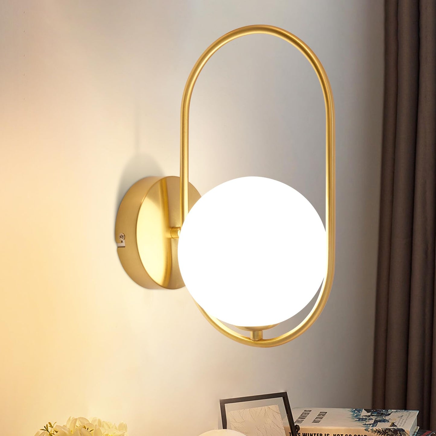 ZMH Wandleuchte Innen Wandlampe Modern - Gold aus Glas G9 Metall Design Wandbeleuchtung Badezimmer Vintage Kreatives Bettlampe f¨¹r Wohnzimmer Schlafzimmer Flur Kinderzimmer - Ohne Leuchtmittel