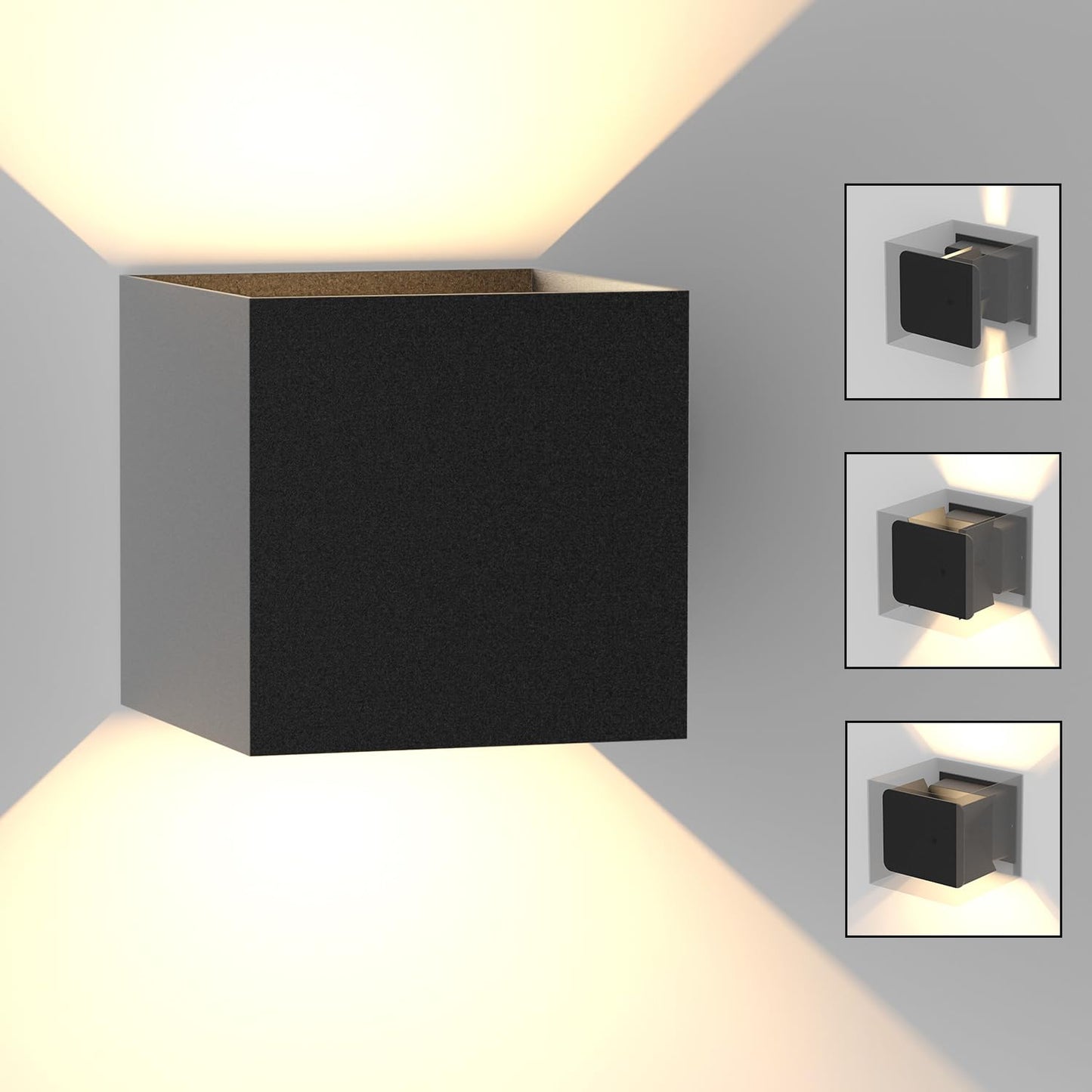 ZMH LED Wandleuchte Innen Wandlampe - Aussenlampe Schwarz Wandbeleuchtung Aussen 5W Au?enlampe Up Down Wandstrahler IP65 Au?enleuchte 3000K Warmwei? f¨¹r Hauswand Treppenhaus Flur Garten