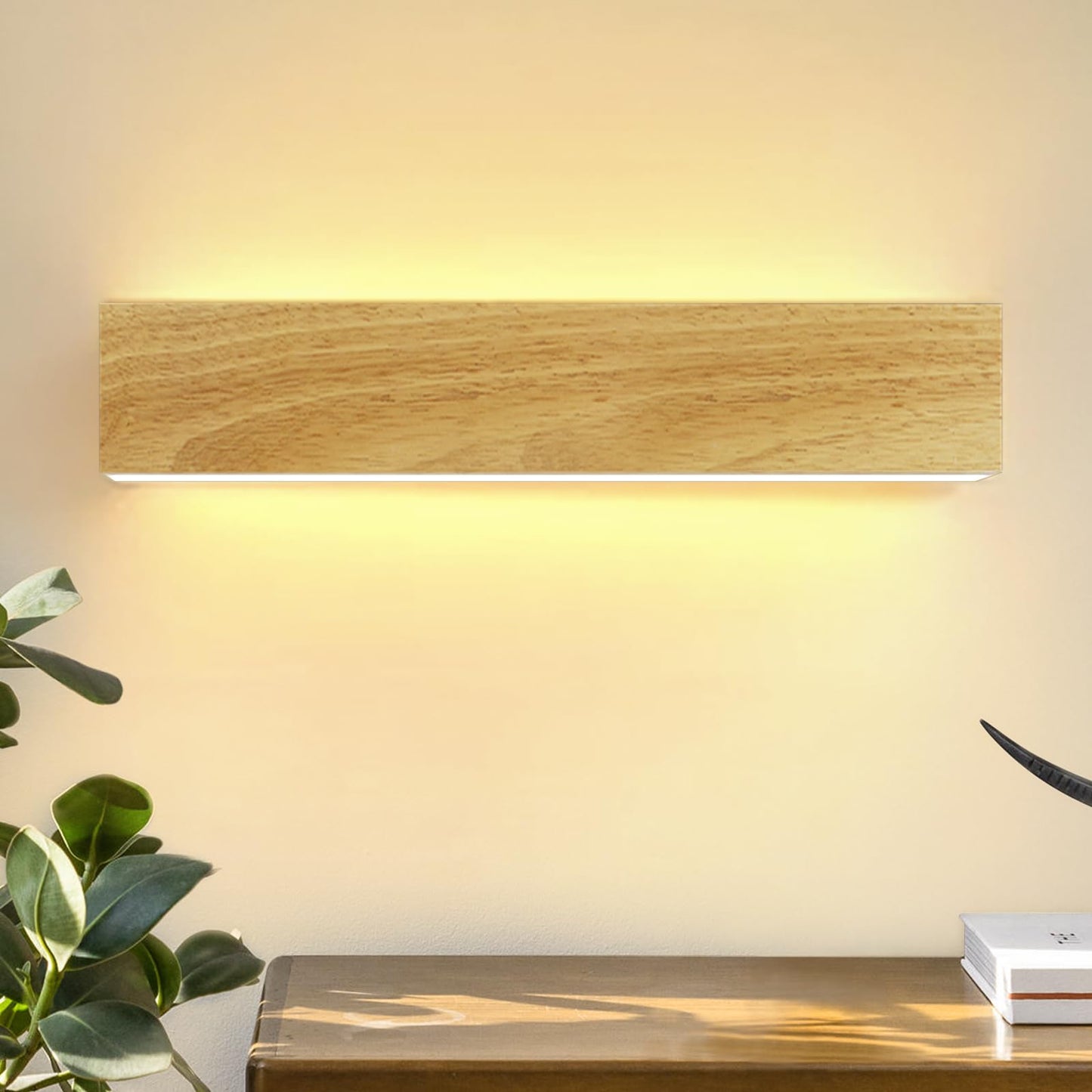 ZMH LED Wandleuchte innen Wandlampe - 32CM Holz Modern Flurlampe Up und Down Design Treppenhauslampe Indirekt 11W 3000K Warmwei? Wandbeleuchtung f¨¹r Wohnzimmer Schlafzimmer Flur Treppenhaus Bett K¨¹che
