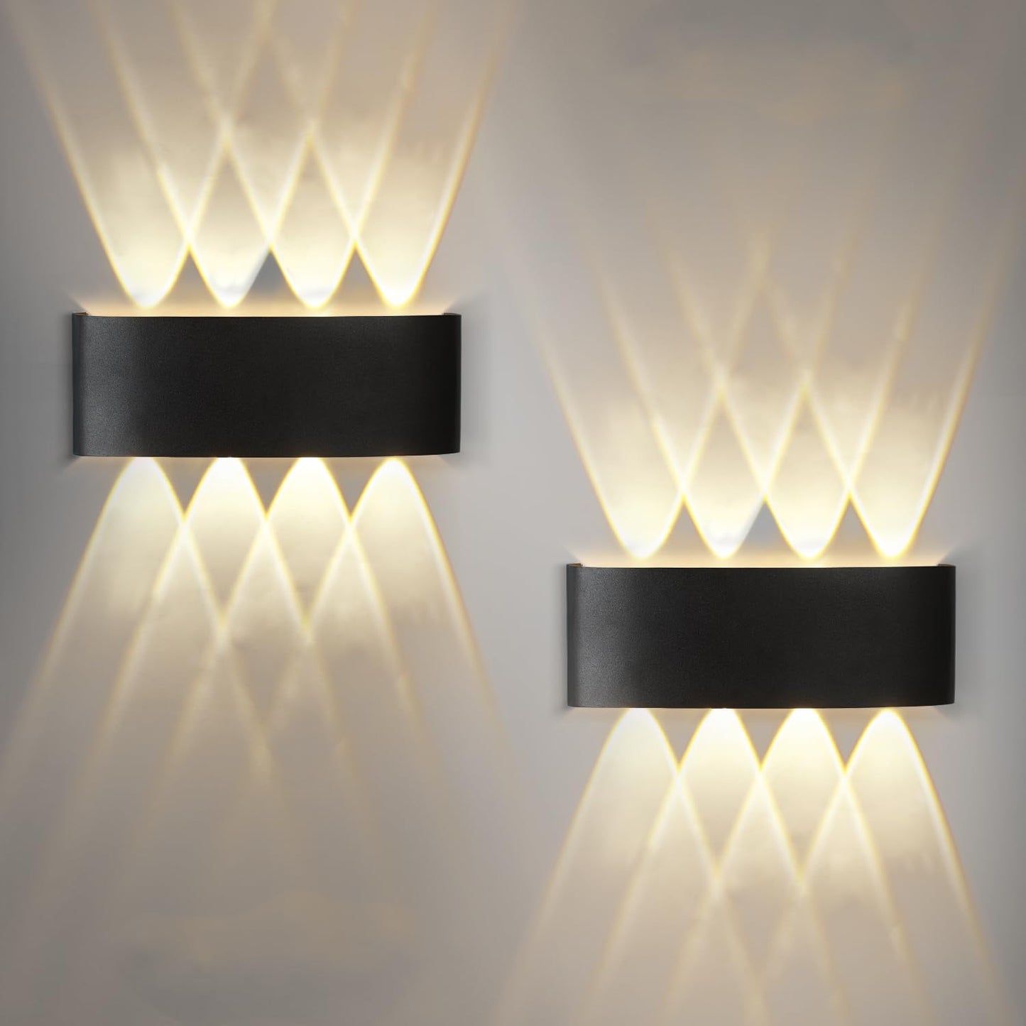 ZMH LED Wandleuchte Innen Wandlampe - 2ER Au?enwandleuchten Schwarz Wandbeleuchtung Aussen 7W Aussenlampe IP65 Au?enlampe Up Down Wandstrahler 3000K Warmwei? Au?enleuchte f¨¹r Hauswand Garten Flur
