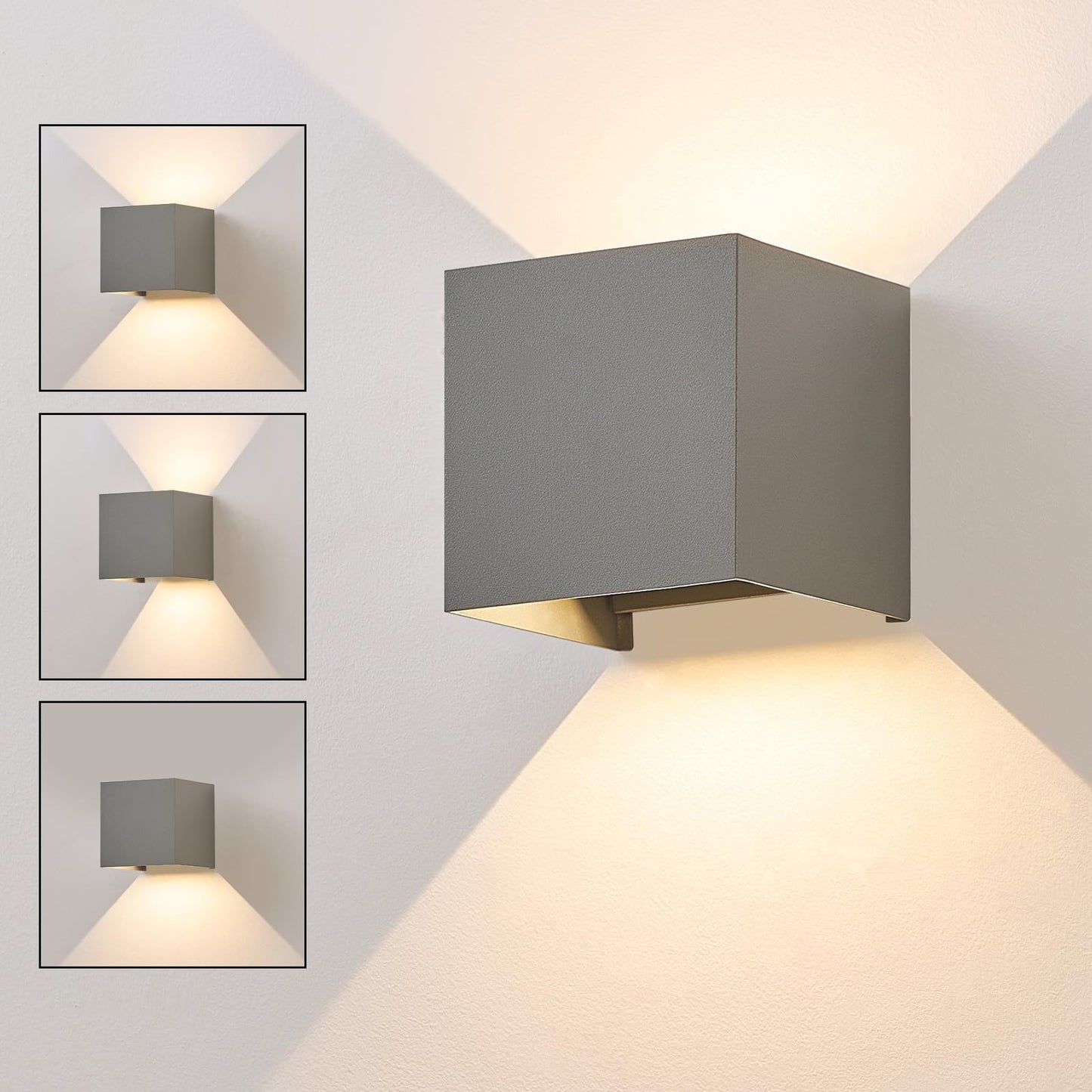 ZMH Wandleuchte aussen Wandlampe innen - LED Au?enwandleuchten Up Down Leuchten Aussen 5W IP65 Au?enlampe Hauswand Warmwei? Au?enleuchte Grau Aussenlampe Wandstrahler f¨¹r Treppenhaus Flur Yard