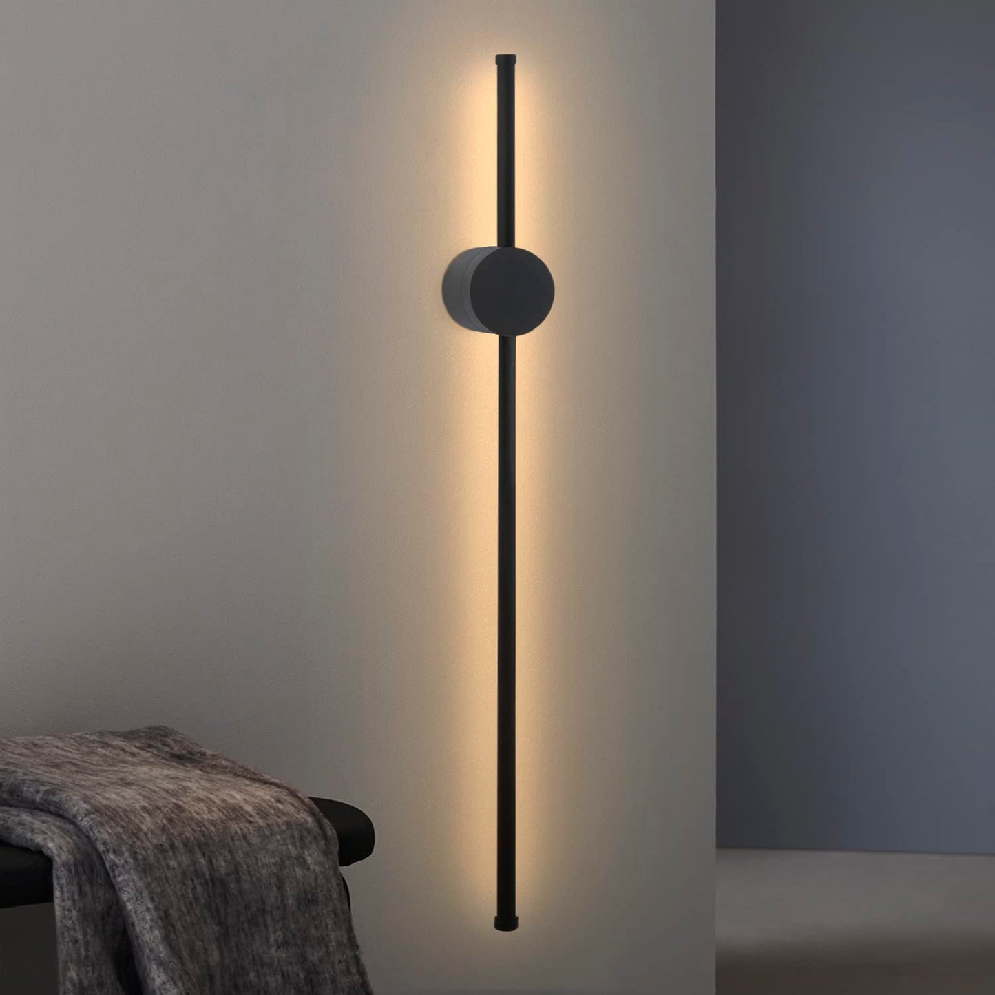 ZMH LED Wandleuchte Innen Wandlampe - 60CM Schwarz Modern Flurlampe Design Treppenhauslampe 3000K Warmwei? K¨¹chenlampe Indirekt Wandbeleuchtung f¨¹r Wohnzimmer Schlafzimmer Flur Treppenhaus Bett K¨¹che