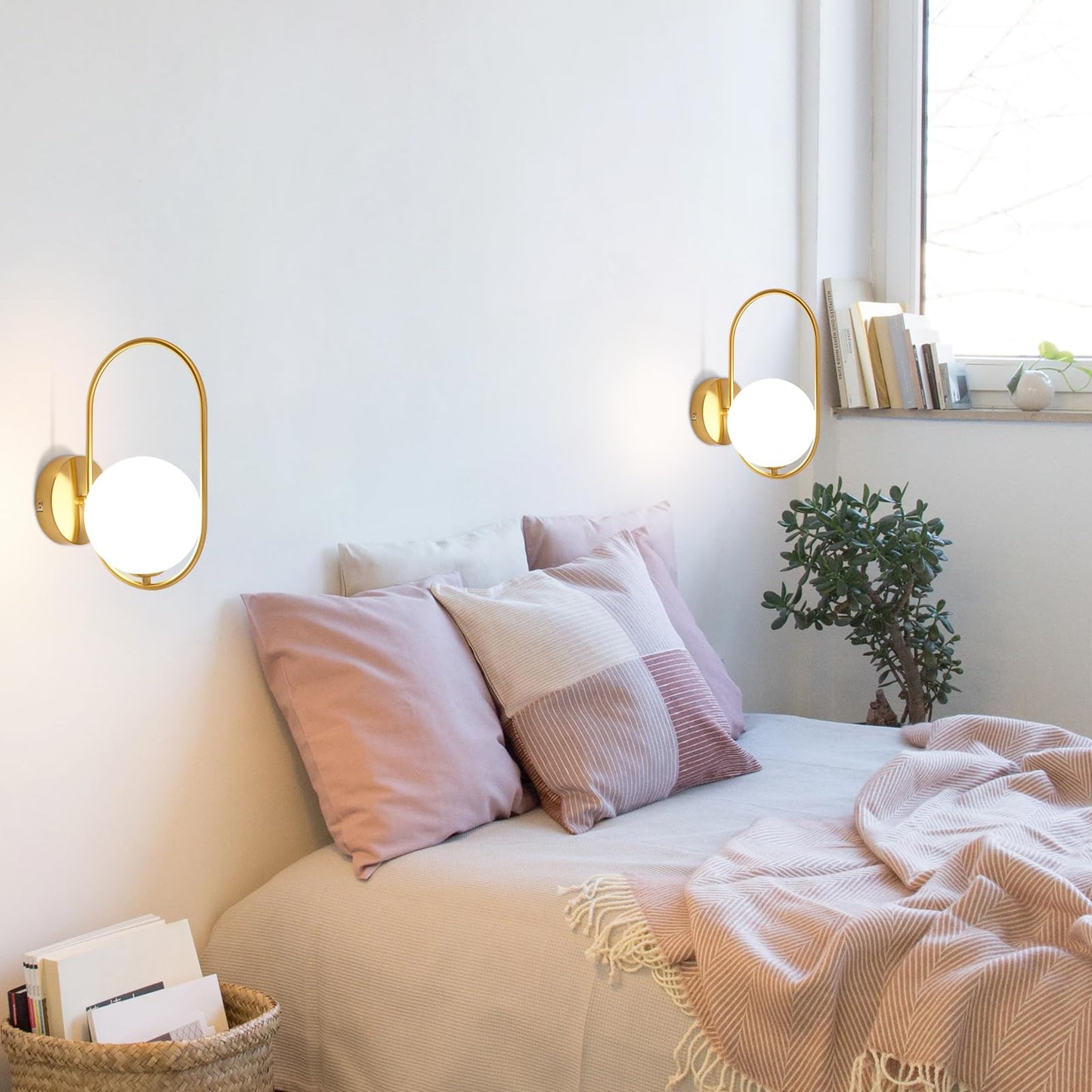ZMH Wandleuchte Innen Wandlampe Modern - Gold aus Glas G9 Metall Design Wandbeleuchtung Badezimmer Vintage Kreatives Bettlampe f¨¹r Wohnzimmer Schlafzimmer Flur Kinderzimmer - Ohne Leuchtmittel
