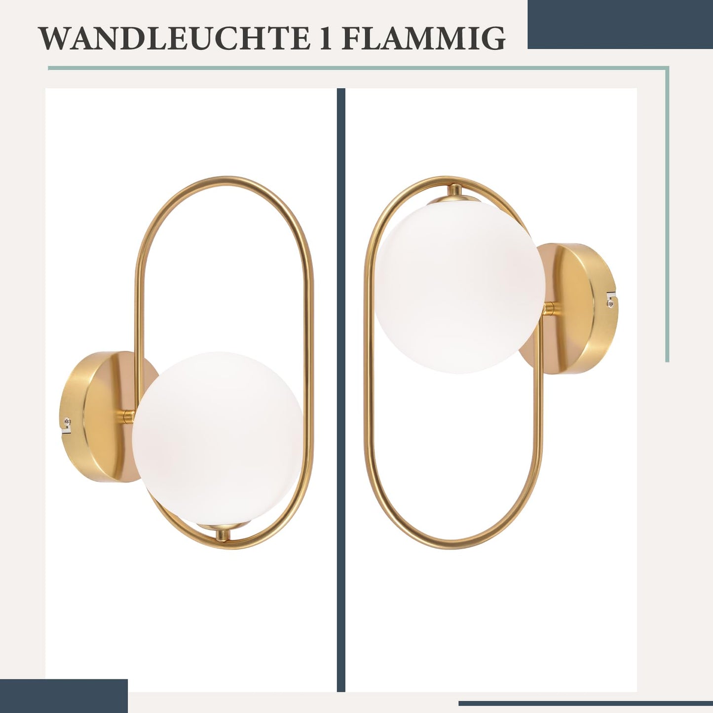 ZMH Wandleuchte Innen Wandlampe Modern - Gold aus Glas G9 Metall Design Wandbeleuchtung Badezimmer Vintage Kreatives Bettlampe f¨¹r Wohnzimmer Schlafzimmer Flur Kinderzimmer - Ohne Leuchtmittel