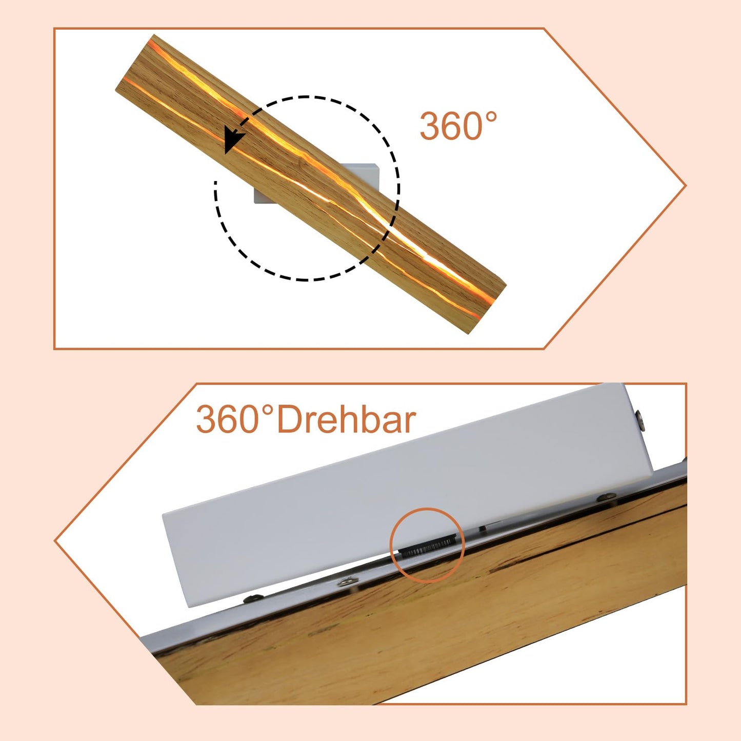 ZMH Wandlampe LED Wandleuchte Innen - Holz Modern Flurlampe 3000K Warmwei? 50CM Indirekt Wohnzimmerlampe 8W Bettlampe Flur Treppenhauslampe Wandbeleuchtung f¨¹r Flur Treppenhaus Wohnzimmer Schlafzimmer
