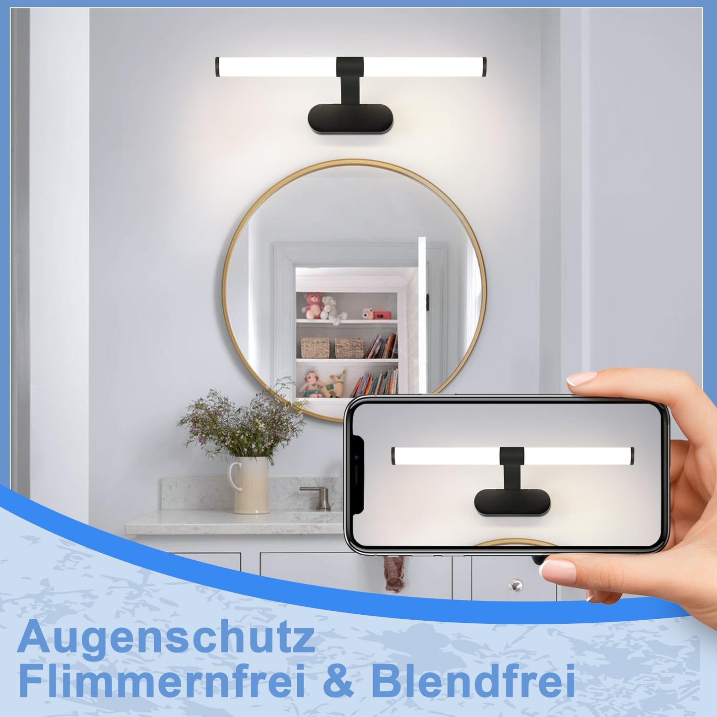 ZMH LED Spiegelleuchte Bad Spiegellampe - Schwarz Badleuchte Wand 40CM Wandlampe Badezimmer 6W Modern Wasserdicht IP44 Wandleuchte Neutralwei? 4000K Badlampe f¨¹r Keller K¨¹che Badschrank