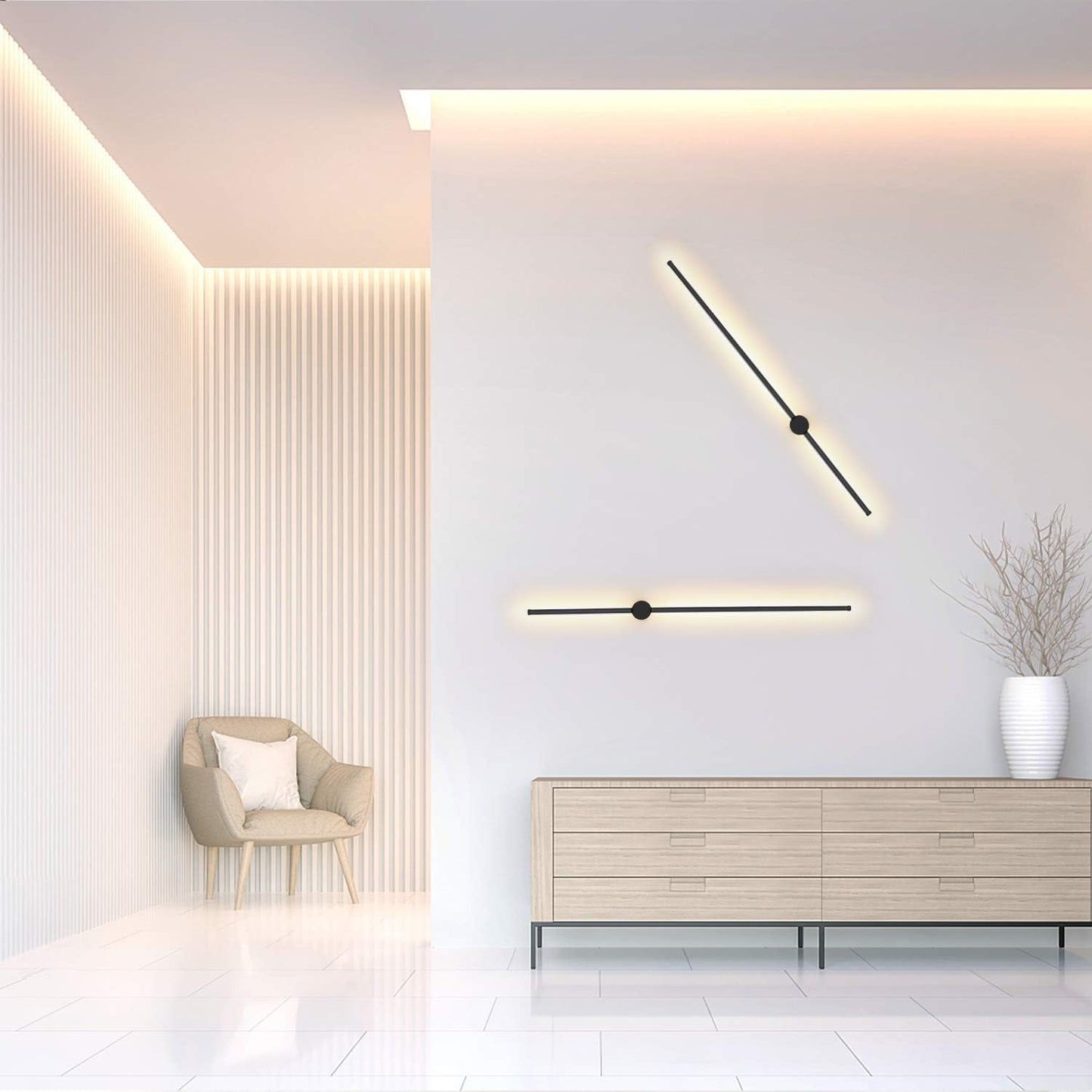 ZMH LED Wandleuchte Innen Wandlampe - 100CM Lang Schwarz 8W Wohnzimmerlampe Schwenkbar Minimalistische Nachtlampe Warmwei? 3000K Bettlampe f¨¹r Schlafzimmer Wohnzimmer Flur Arbeitszimmer Treppenhaus