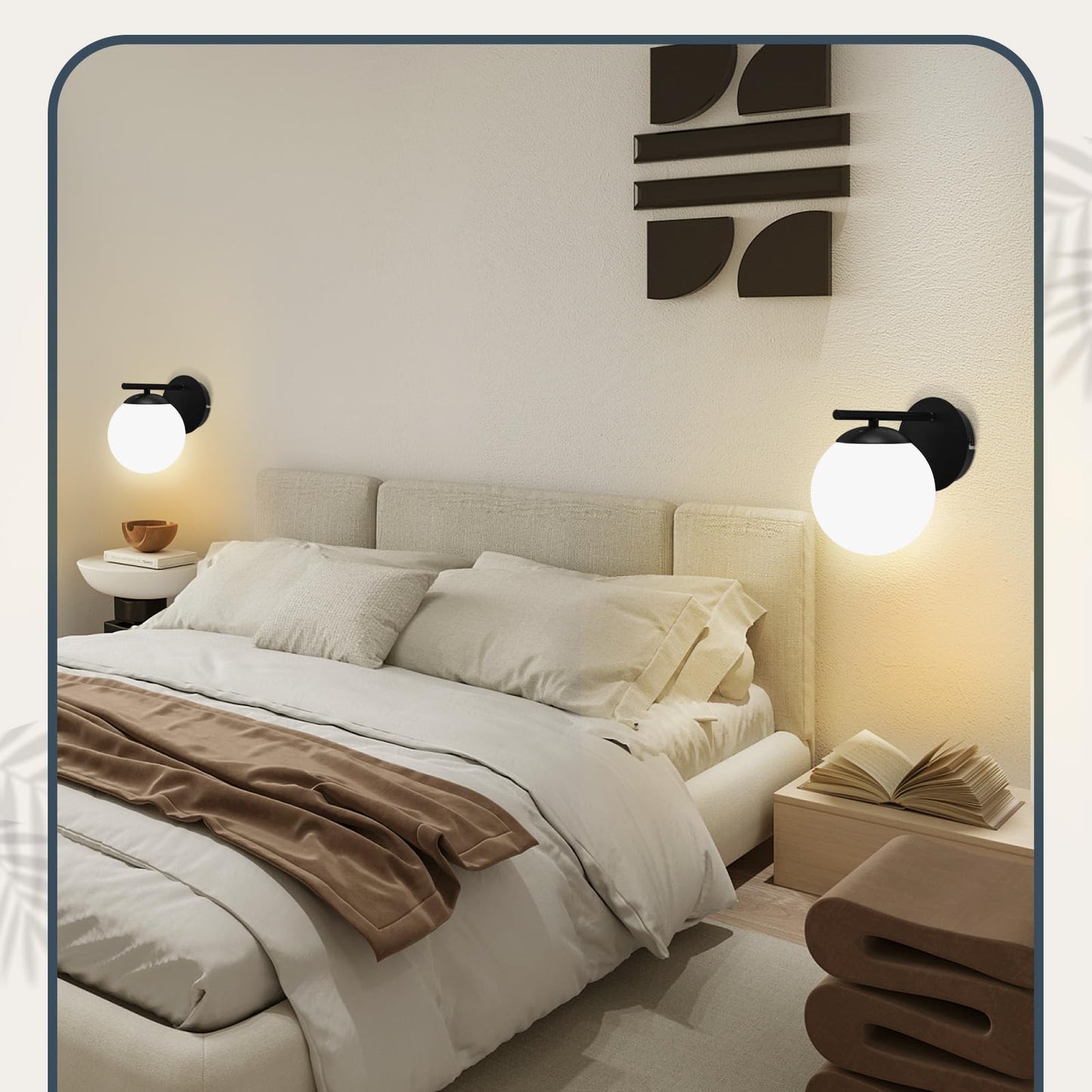 ZMH Wandleuchte Schwarz Wandlampe Innen - E27 Metall Design Modern aus Glas Bettlampe Wandbeleuchtung Badezimmer Vintage Flurlampe f¨¹r Wohnzimmer Schlafzimmer Flur Kinderzimmer - Ohne Leuchtmittel