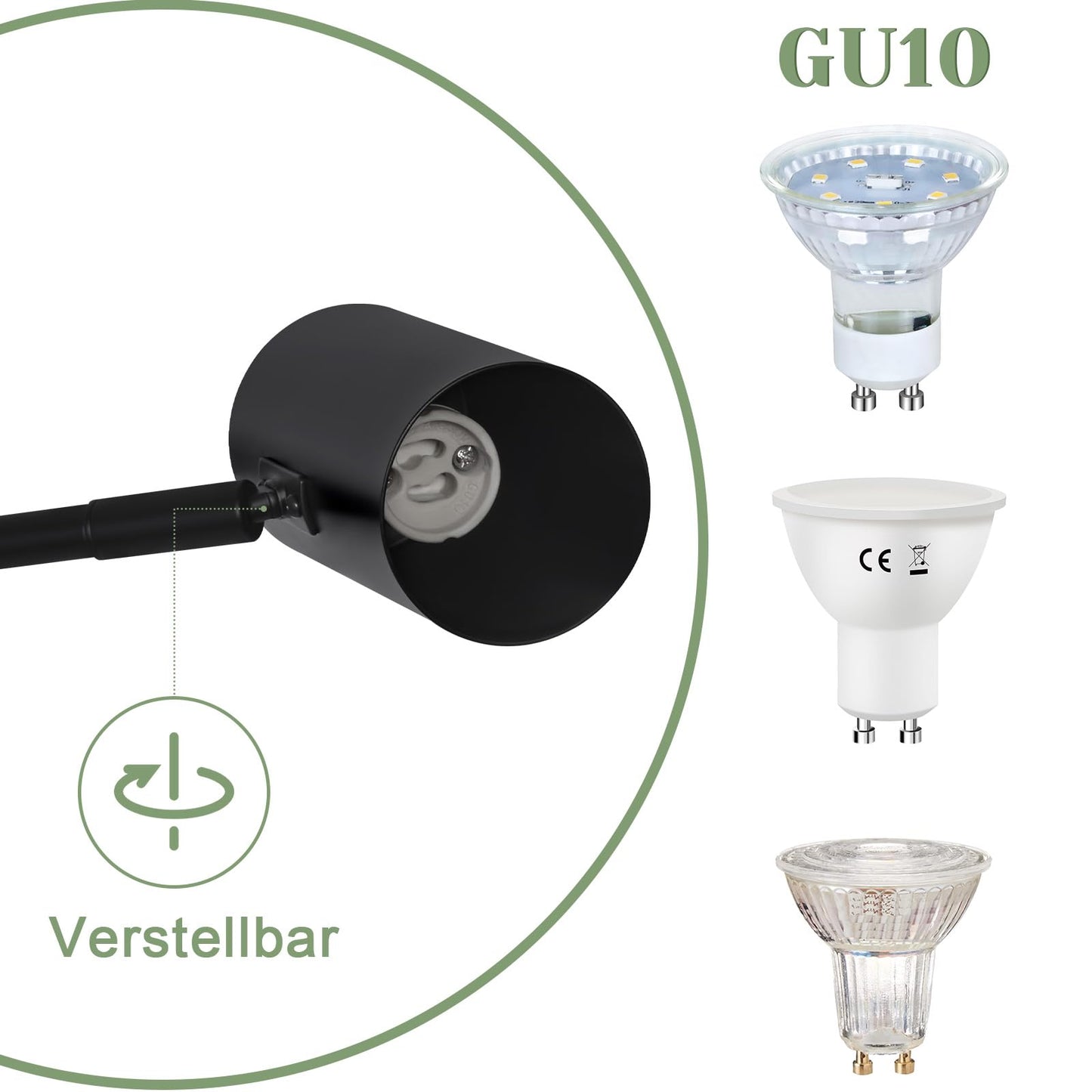 ZMH Wandleuchte Innen Wandlampe Schwarz - Wandbeleuchtung Vintage Wandstrahler Schlafzimmer Wandlicht Schwenkbar Metall Treppenhaus Beleuchtung Retro GU10 f¨¹r Wohnzimmer Flur - Ohne Leuchtmittel