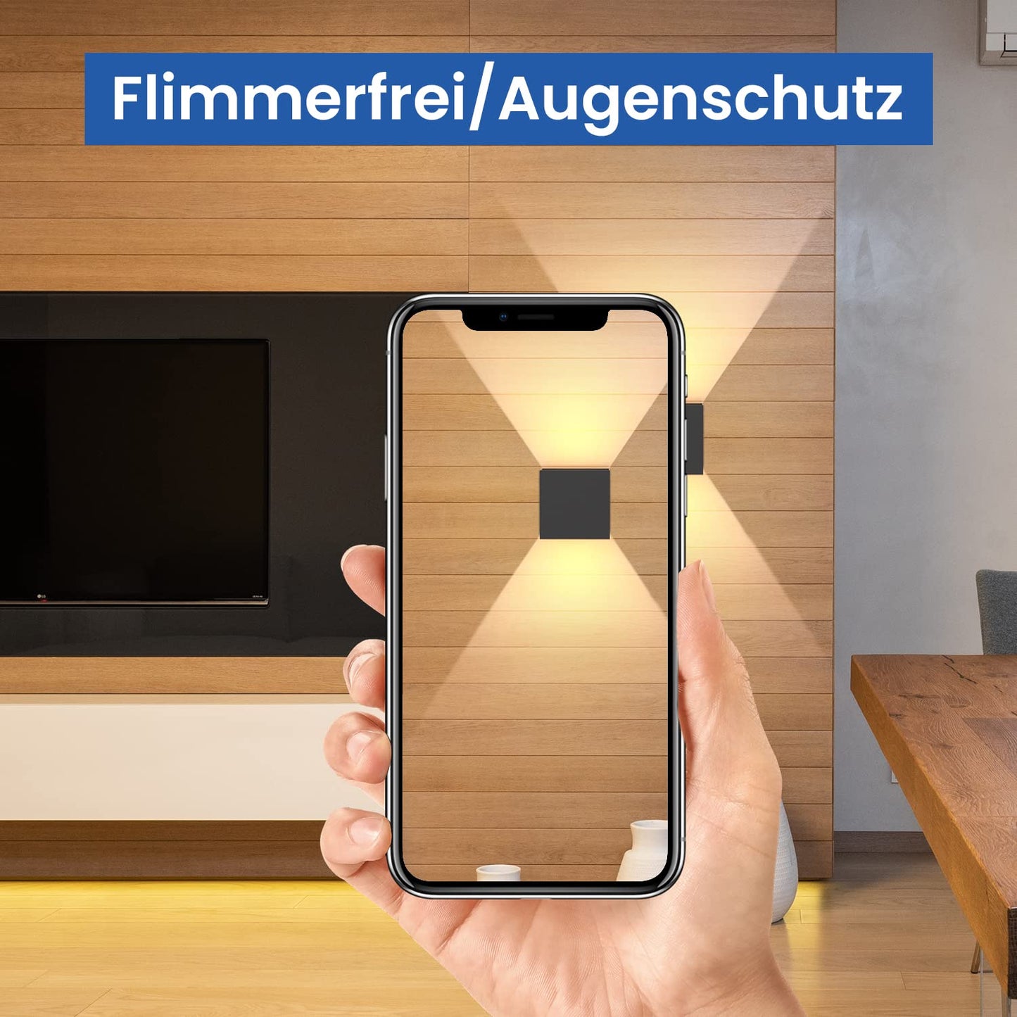 ZMH LED Wandleuchte Innen Wandlampe - Aussenlampe Schwarz Wandbeleuchtung Aussen 5W Au?enlampe Up Down Wandstrahler IP65 Au?enleuchte 3000K Warmwei? f¨¹r Hauswand Treppenhaus Flur Garten