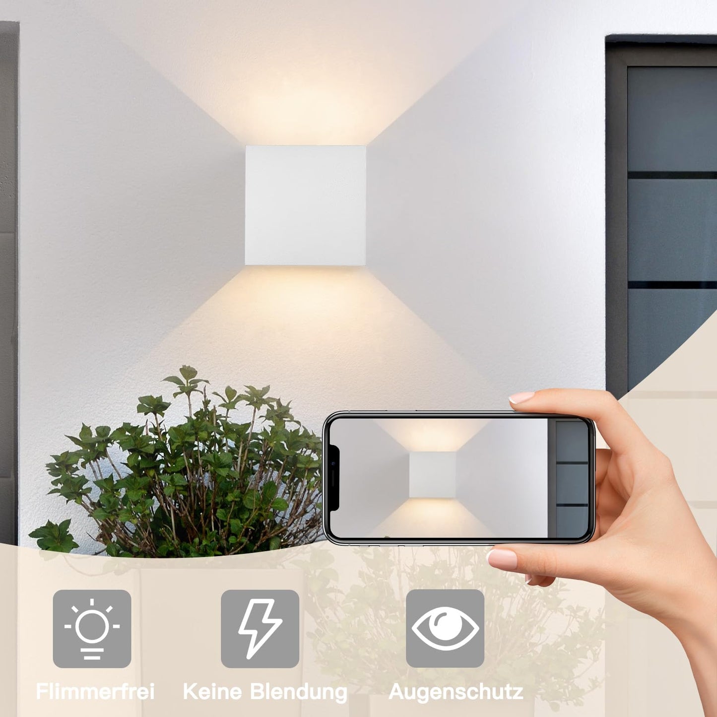ZMH LED Wandleuchte Aussen Wandlampe - Up Down Au?enwandleuchten Wei? innen Wandbeleuchtung Au?enlampe Wand 5W IP65 Wasserdicht aus Metall 3000K Au?enleuchte Wandstrahler f¨¹r Hauswand Flur Garten