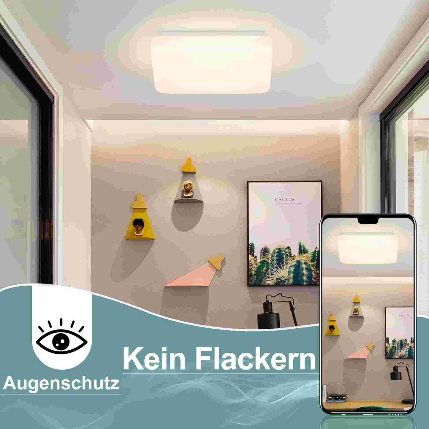 ZMH Deckenlampe LED Deckenleuchte Schlafzimmer - 21cm Schlafzimmerlampe Sternenhimmel 15W Flurlampe Quadratisch K¨¹chenlampe Neutralwei? K¨¹che Deckenbeleuchtung Sternendekor f¨¹r Flur Kinderzimmer