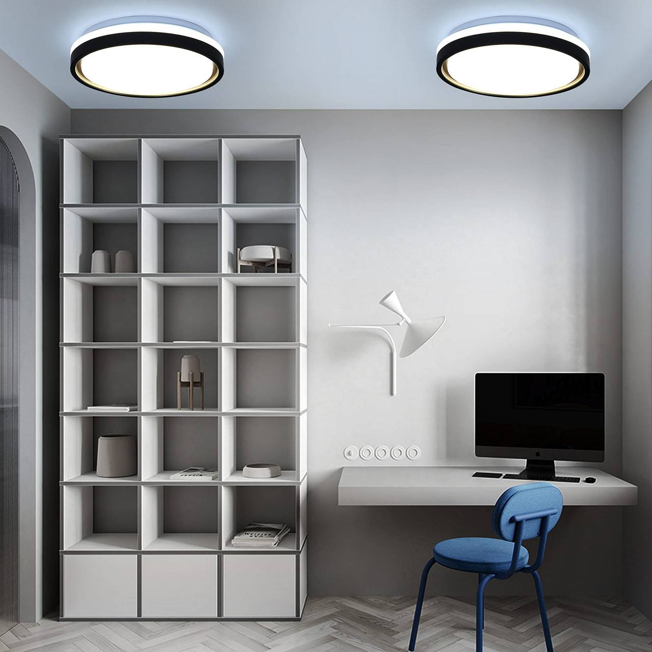 ZMH Deckenlampe LED Deckenleuchte Schlafzimmer - ?30cm Schlafzimmerlampe Dimmbar mit Fernbedienung 18W Modern Rund Wohnzimmerlampe Wei? Gold Deckenbeleuchtung f¨¹r Wohnzimmer K¨¹che Flur Esszimmer