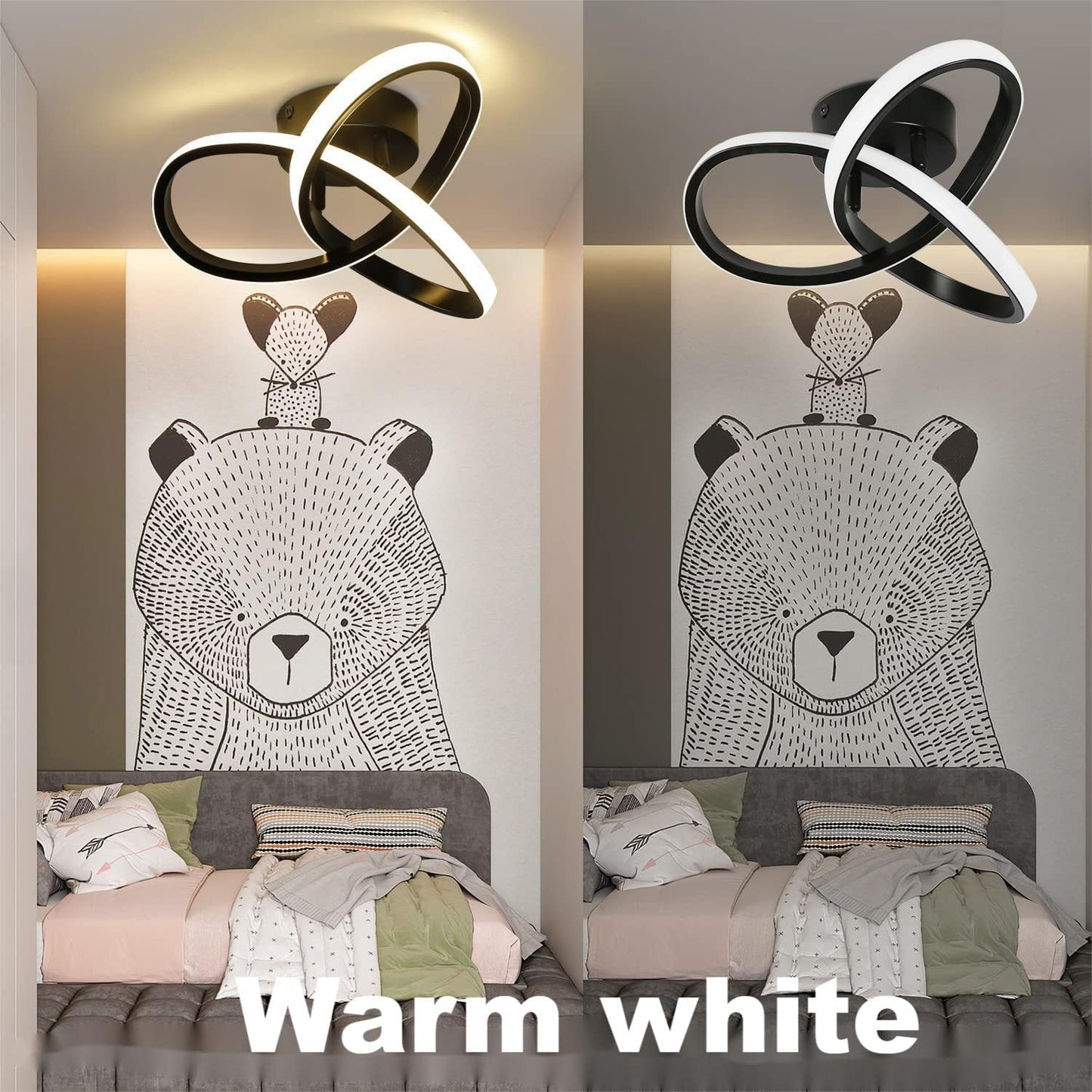 ZMH LED-Deckenleuchten f¨¹r Wohnzimmer - Modernes Design Schlafzimmer Deckenleuchte Schwarz 17W 1400Lm 3000K Warmwei? K¨¹che Deckenleuchte f¨¹r Flur Esszimmer Korridor