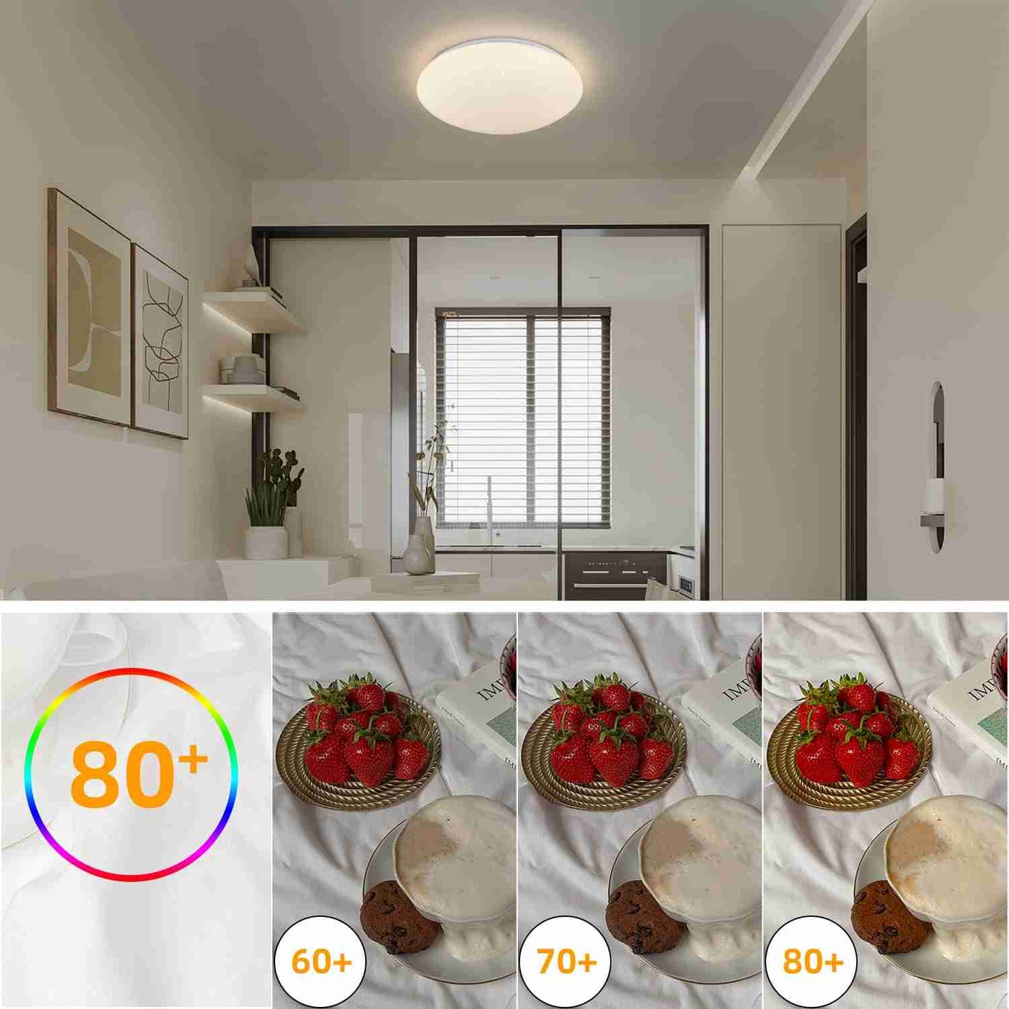 ZMH Deckenlampe LED Deckenleuchte Schlafzimmer - 37W Schlafzimmerlampe Sternenhimmel Dimmbar mit Fernbedienung ?30cm K¨¹chenlampe Deckenbeleuchtung Rund Flurlampe f¨¹r Kinderzimmer K¨¹che Flur Wohnzimmer