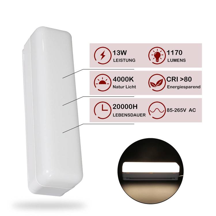 ZMH Deckenlampe LED Deckenleuchte K¨¹che - 20cm Tageslicht Decke Wei? K¨¹chenlampe Lang 13W Flurlampe Innen Kellerlampe 4000K Neutralwei? Tageslichtlampe f¨¹r Flur Keller Garage B¨¹ro Schlafzimmer