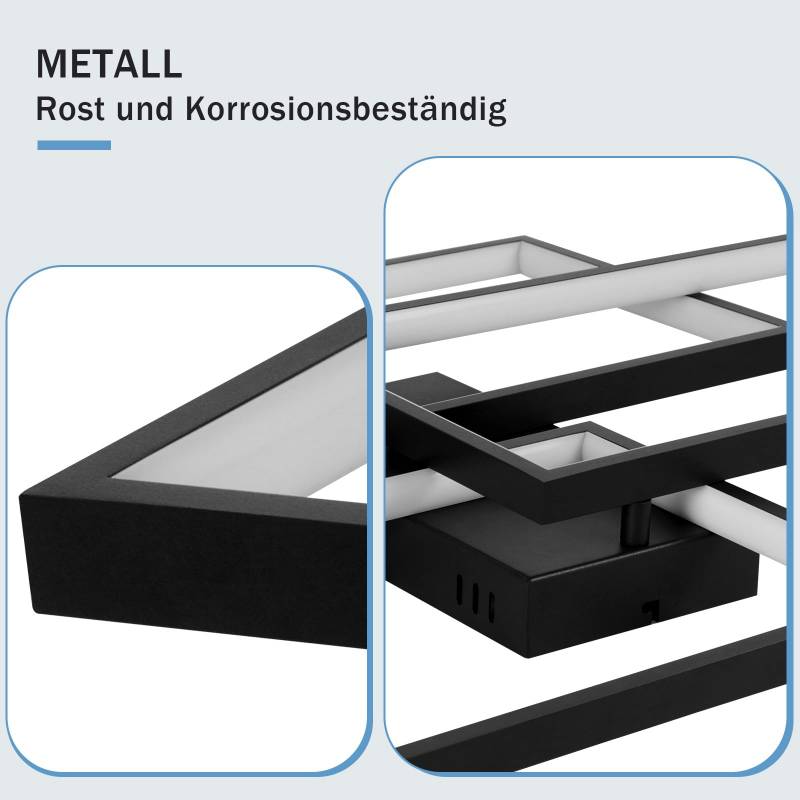 ZMH Deckenlampe LED Deckenleuchte dimmbar mit Fernbedienung 63W Schwarze Wohnzimmerlampe aus Metall Modern-Design f¨¹r Schlafzimmer Esszimmer Wohnzimmer Arbeitszimmer Flur B¨¹ro