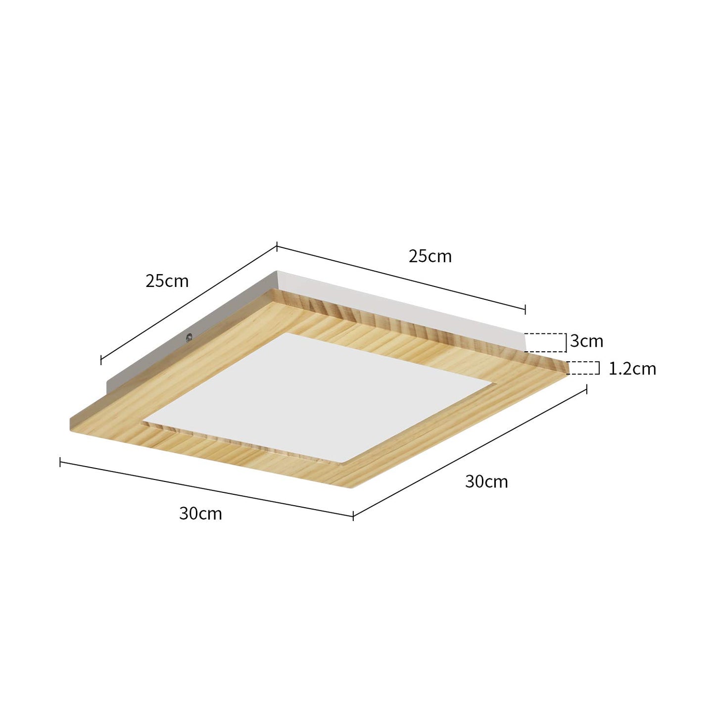ZMH LED Deckenleuchte Wohnzimmer Deckenlampe Holz flach Schlafzimmer Panel Flur innen Beleuchtung eckig 3000K warmwei? 30cm 17W f¨¹r K¨¹che Kinderzimmer Esszimmer Treppen Balkon